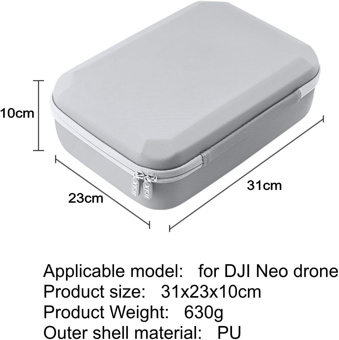 JZK Hard Carrying Case for DJI Neo Drone and Accessories, Water Resistant Storage Box with Shoulder Strap for DJI Neo Fly More Combo, Portable Travel Carrying Case, Grey, Compact Storage Bag With, image number 4