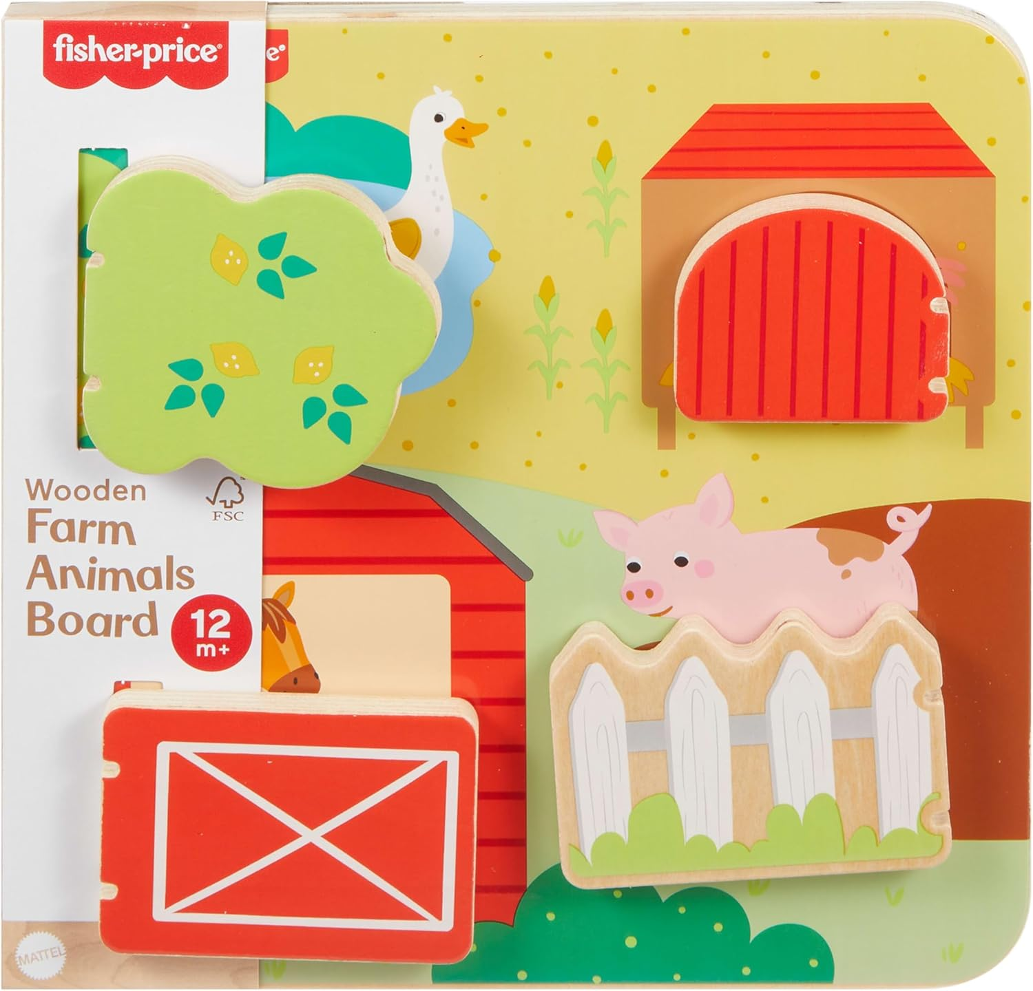 Fisher-Price Baby & Toddler Toy Wooden Farm Animal Board Busy Activity for Developmental Play for Infants Ages 1+ Years image number 3