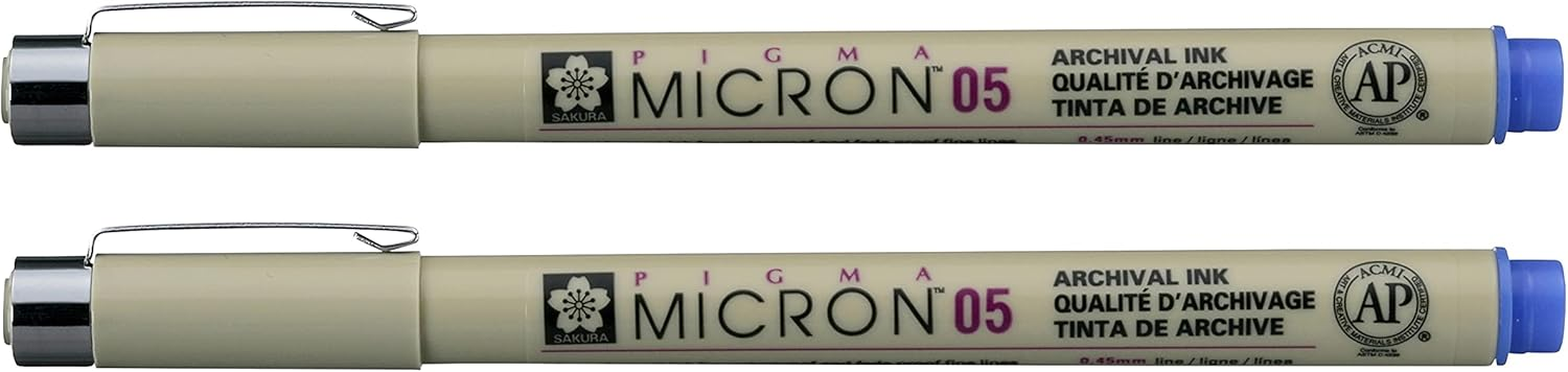 SAKURA PIGMA MICRON 05 FINELINER PEN, 0.45MM LINE WIDTH, PACK of 2 (Black)