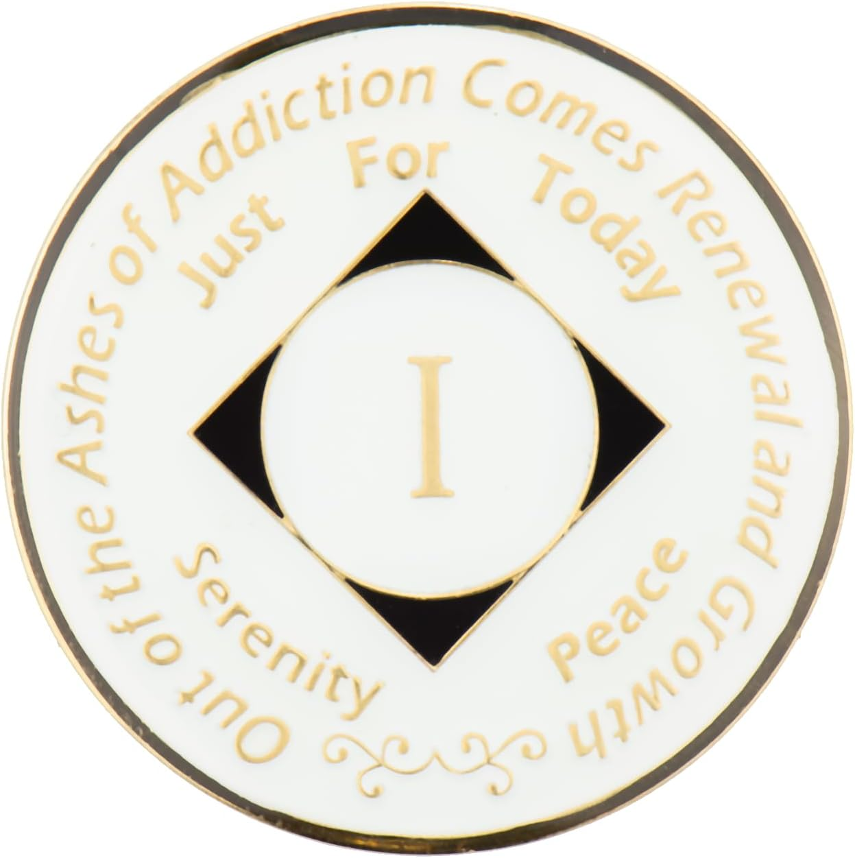 4 Year NA Clean Time Chip Glossy White Glow in the Dark Gold Tri-Plate Medallion