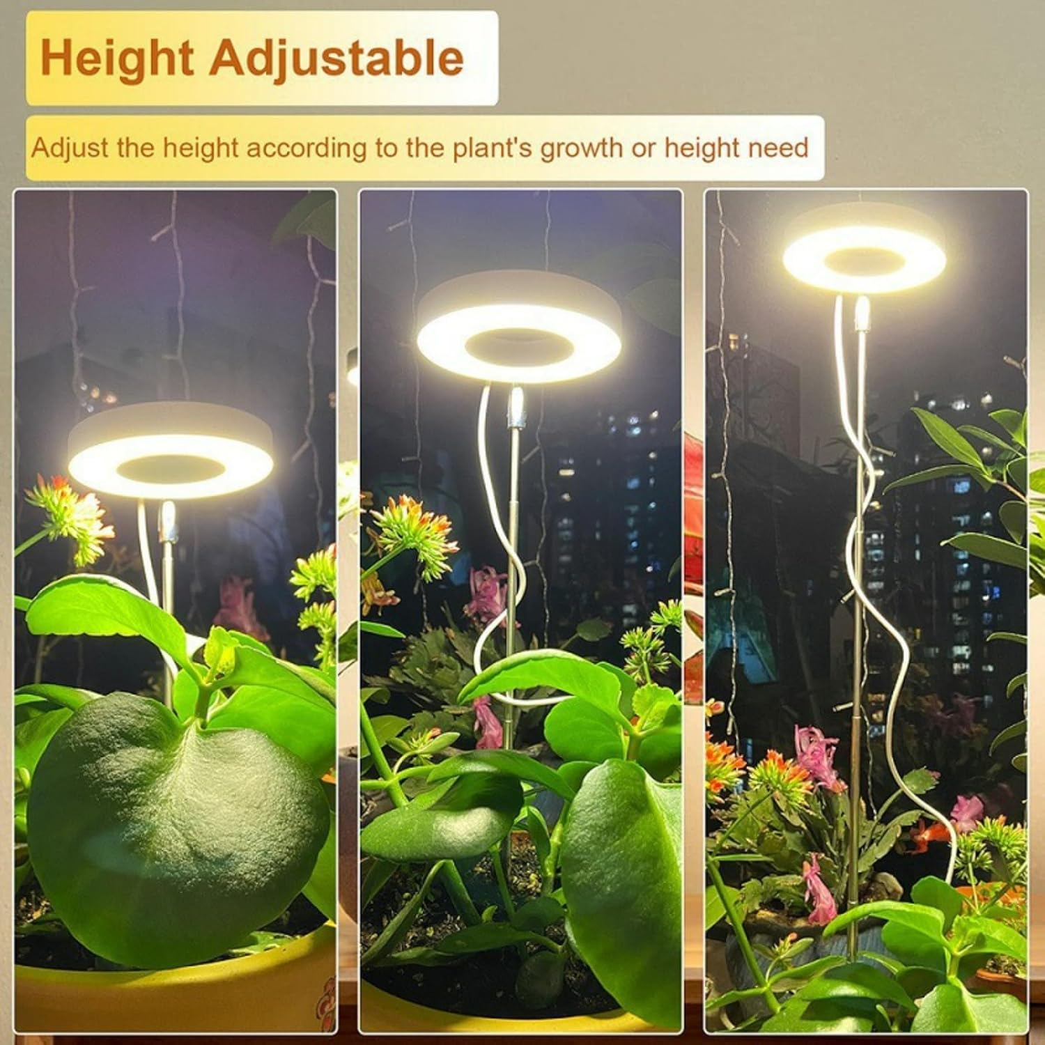 Plant Grow Light, 2Pack LED Growing Lamp Full Spectrum for Indoor Plant, Height Adjustable Plant Light with Auto On/Off Timer 3/9/12H,4 Dimmable Brightness for Small Plant, Black image number 2