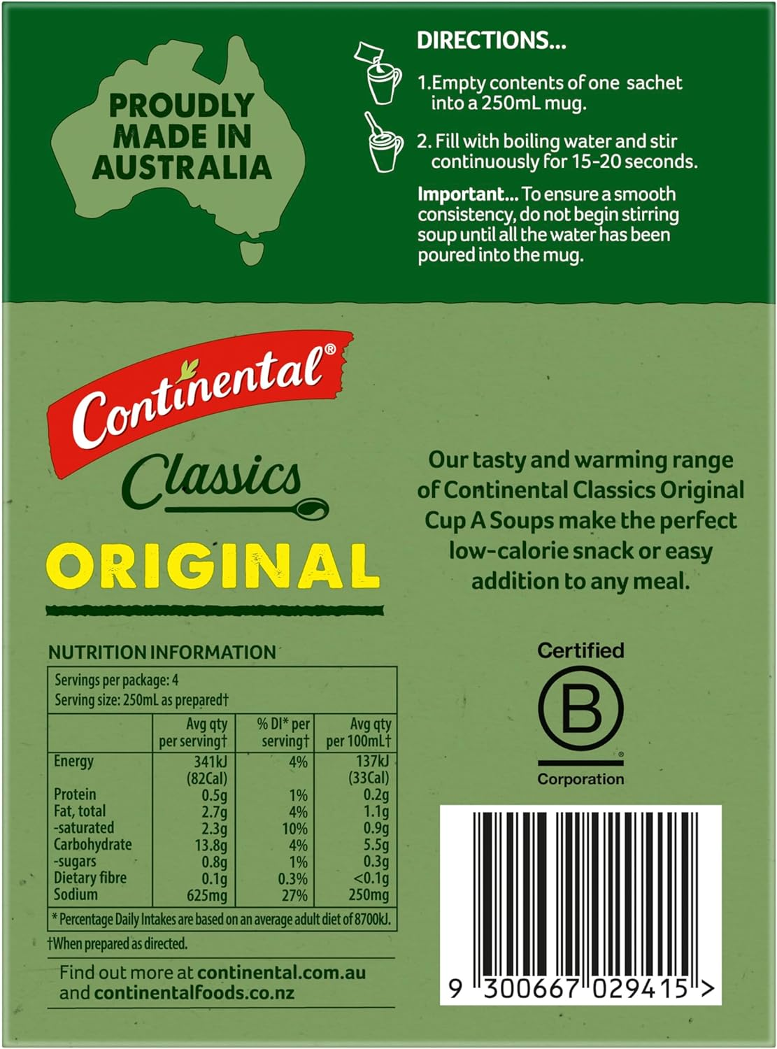 Continental Classics Cup a Soup Original Cream of Mushroom Soup 70G image number 6