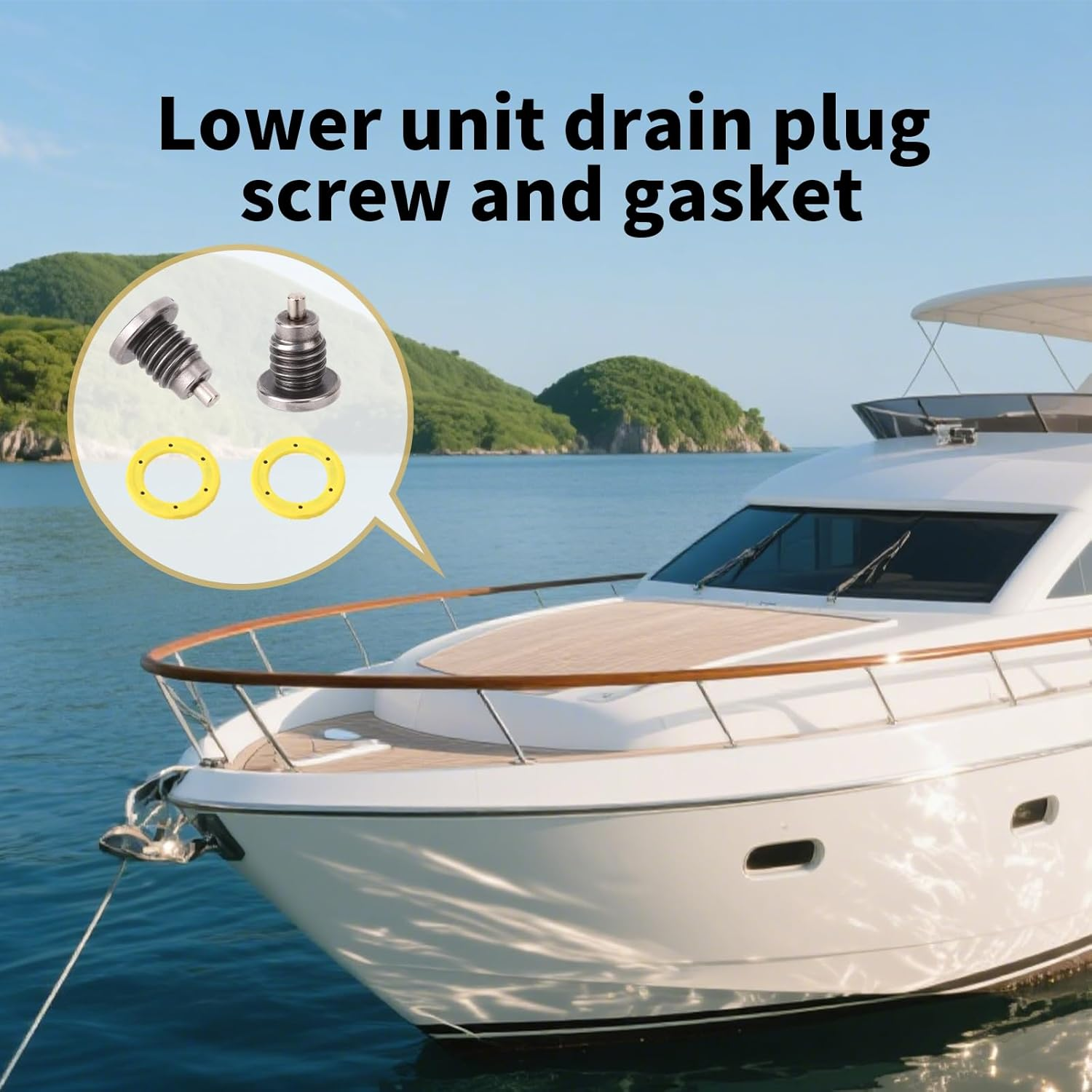 2 Sets Lower Unit Drain Plug for Mercury Mercruiser Outboard Engine Gear Case, 3/8-16 Thread 8M0058389 Magnetic Screw & 10-79953Q04 Non-Magnetic Screw with 2Pcs Seal Gasket image number 2