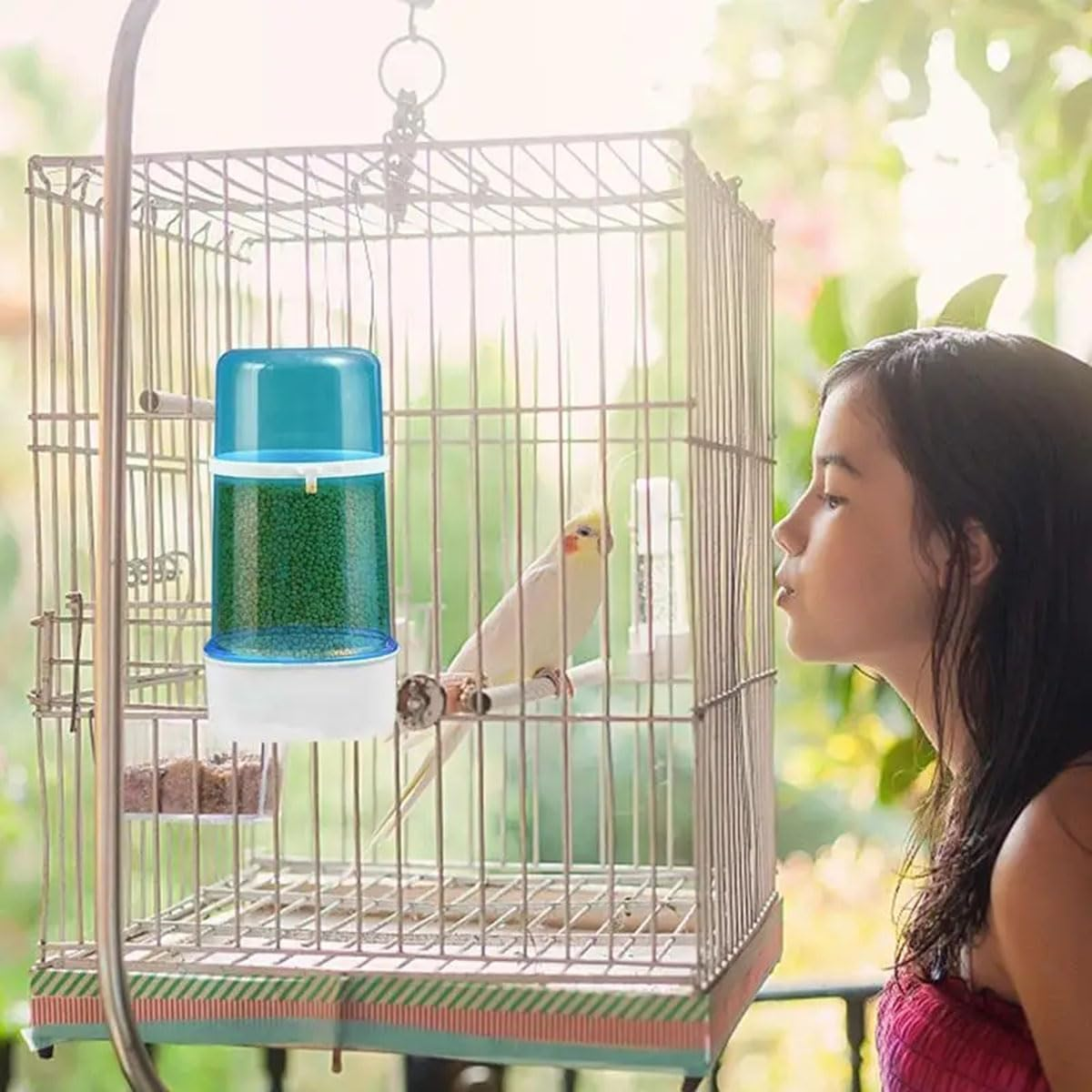 2Pcs Plastic Bird Feeder Parrot Water Feeders Parrot Water Dispenser Pet Bird Plastic Water Clip for Bird Cage Accessories Large Capacity Design image number 3