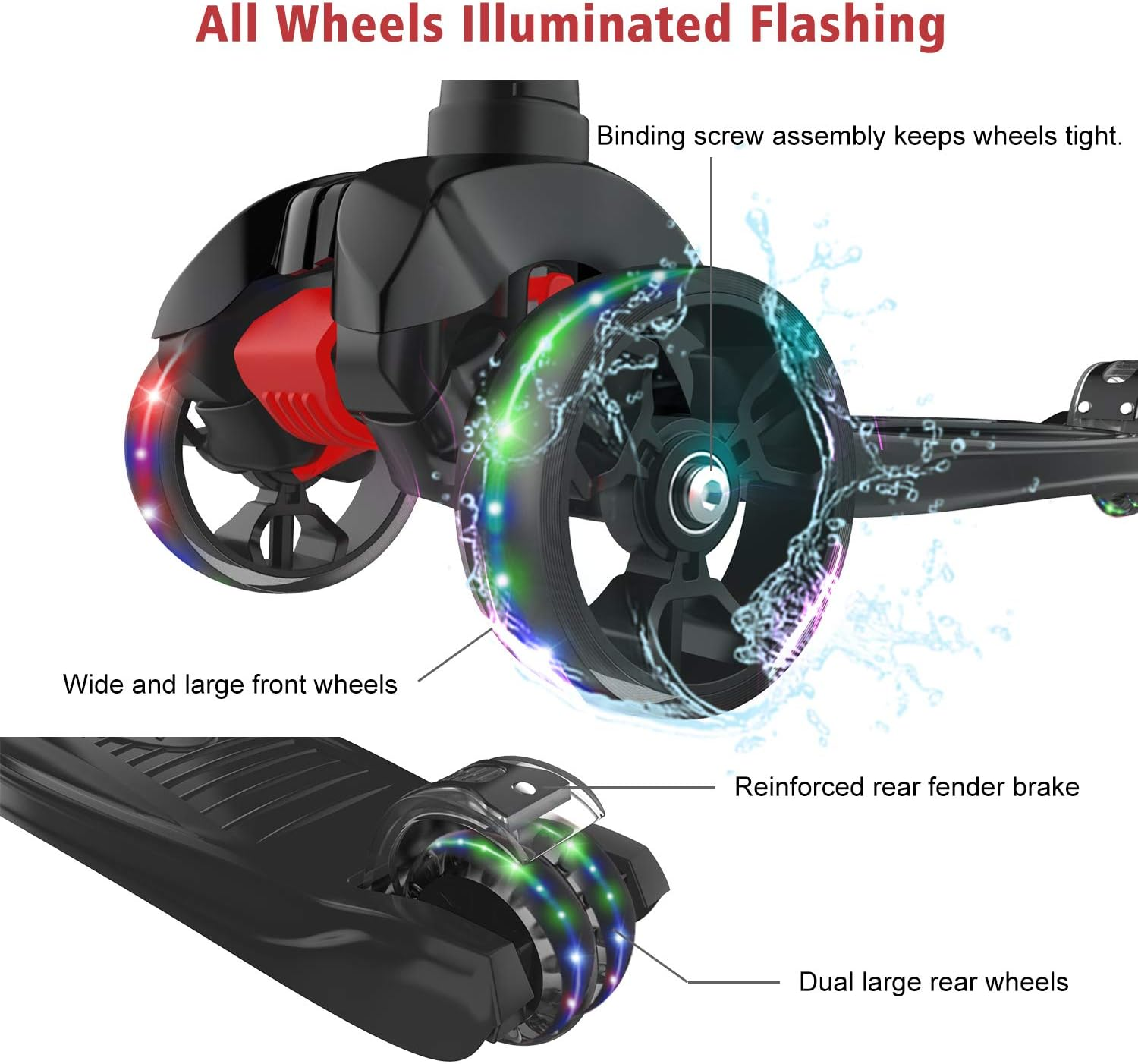 Allek Kick Scooter B02, Lean 'N Glide Scooter with Extra Wide PU Light-Up Wheels and 4 Adjustable Heights for Children from 3-12Yrs image number 4
