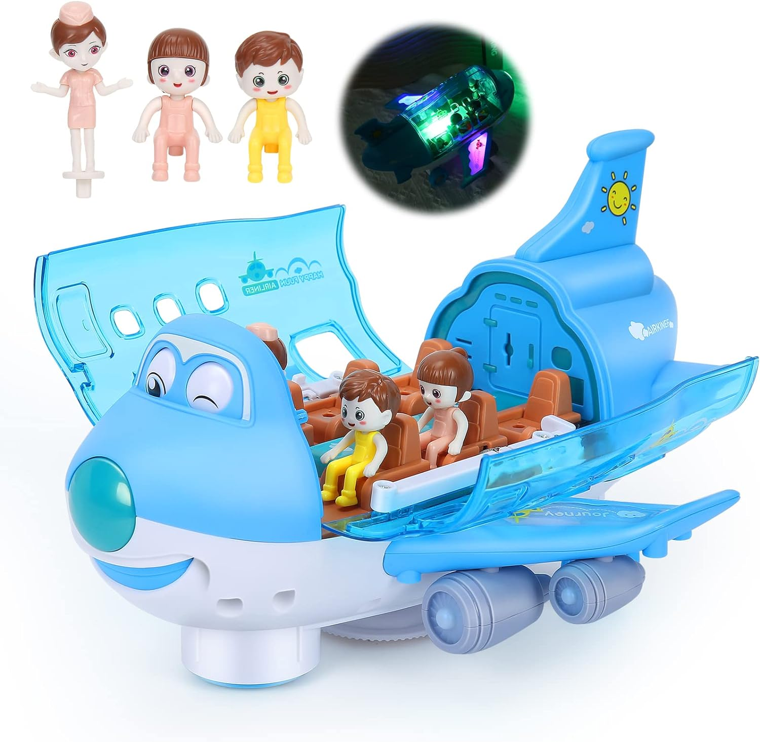 Aeroplane Toys Electric Toy Plane Gifts for Boys Girls Children Stunt Electric Aircraft Toy with Light Effects Passenger Airplane Simulation Model 360&deg; Rotating image number 4