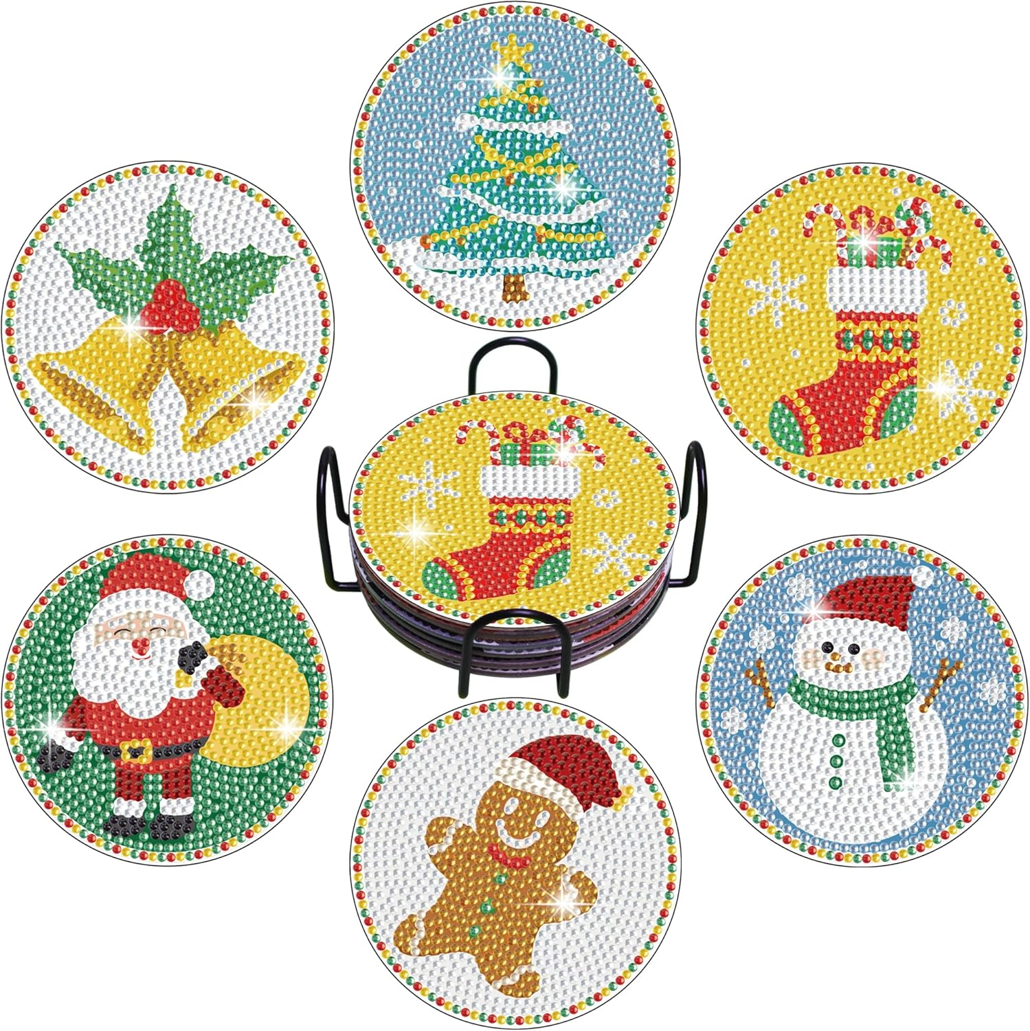 Diamond Painting Coasters Kits - 6 Pcs Cat Diamond Art with Holder, Crafts Kits for DIY, Diamond Art Kits for Adults