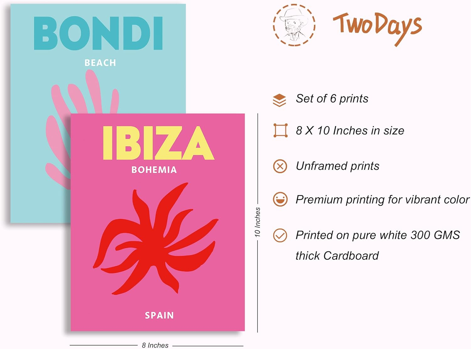 Twodays Preppy Room D&eacute;cor Aesthetic, Preppy Wall Decor, Preppy Travel Prints, Preppy Stuff, Preppy Things, Preppy Posters for Teen Girl Room (8" X 10"，Set of 6, UNFRAMED) image number 1