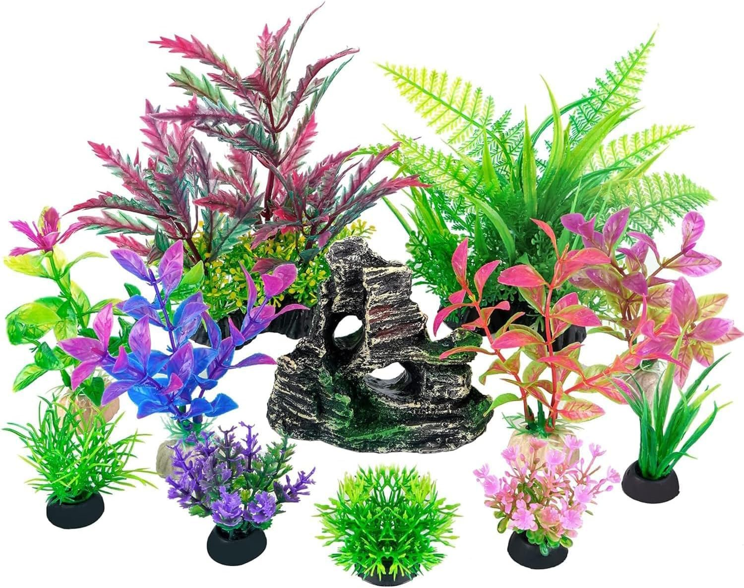 10PCS Artificial Aquatic Plants ，Plastic Aquariums Plants Decorations,Used for Household and Office Aquarium Simulation Plastic Hydroponic Plants.