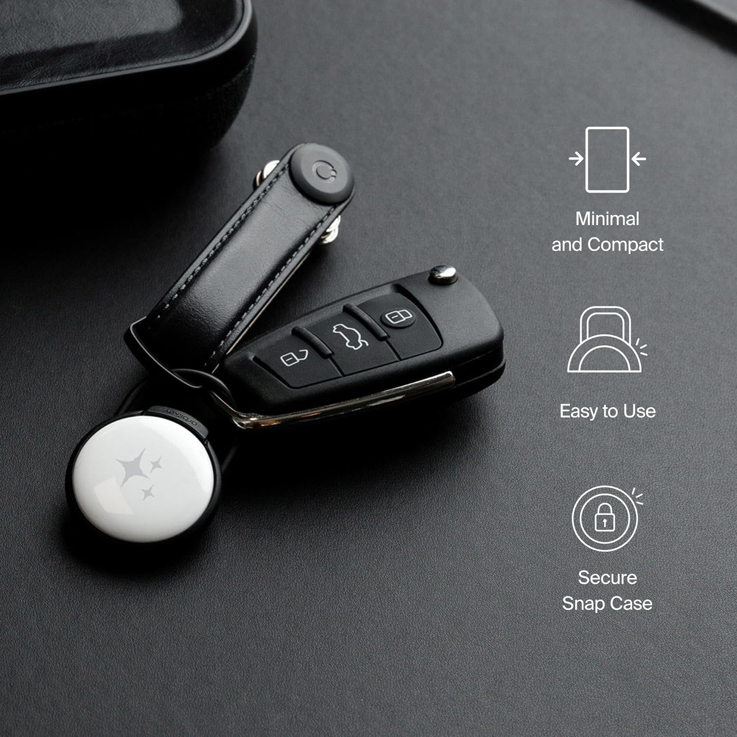 Orbitkey Slim Case for Airtag | Made with Stainless Steel and TPU | Securely Holds Your Apple Airtag | Easily Attach to Keys or Anything You Want to Track with the Open Key Ring | Black - Black image number 5