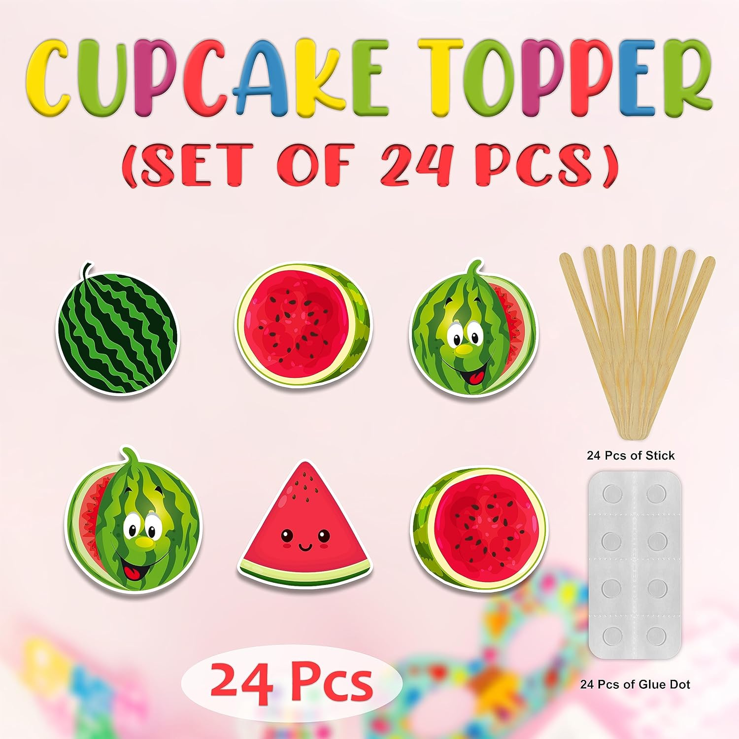 Watermelon Cupcake Topper image number 5