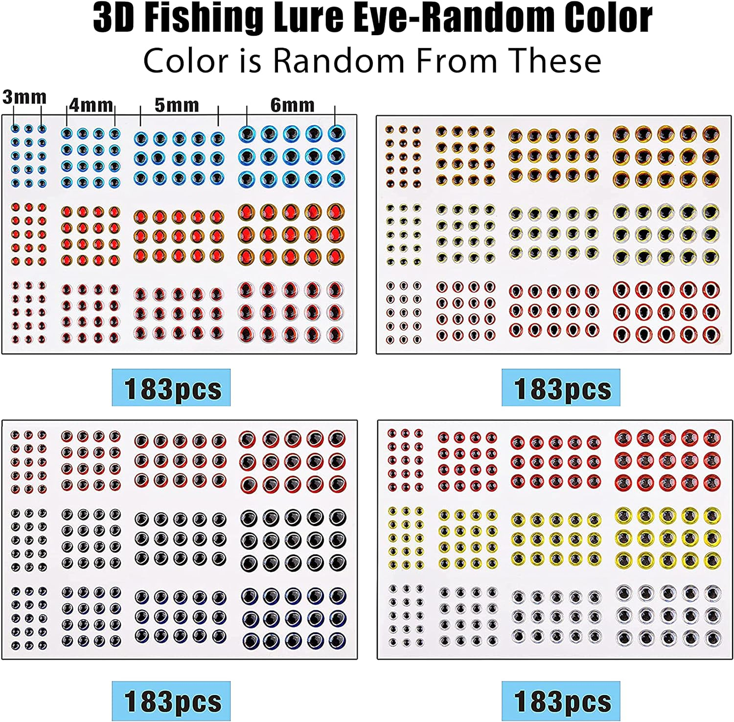 Fishing Lure Sticker and Fish Eyes, 342Pcs Holographic Adhesive Flash Lure Tape 3D 4D 5D Realistic Fishing Lure Eyes for Fishing Lure Making DIY Crafts Tool image number 3