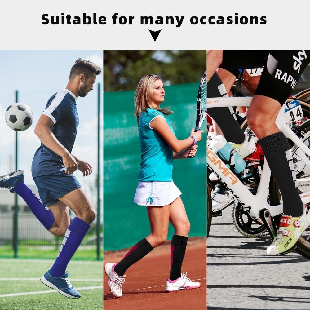 3 Pairs Soccer Socks, Sport Knee High Socks over the Calf Compression Athletic Socks for Mens and Women Running & Training Football Thickening Keep Warm Sock
