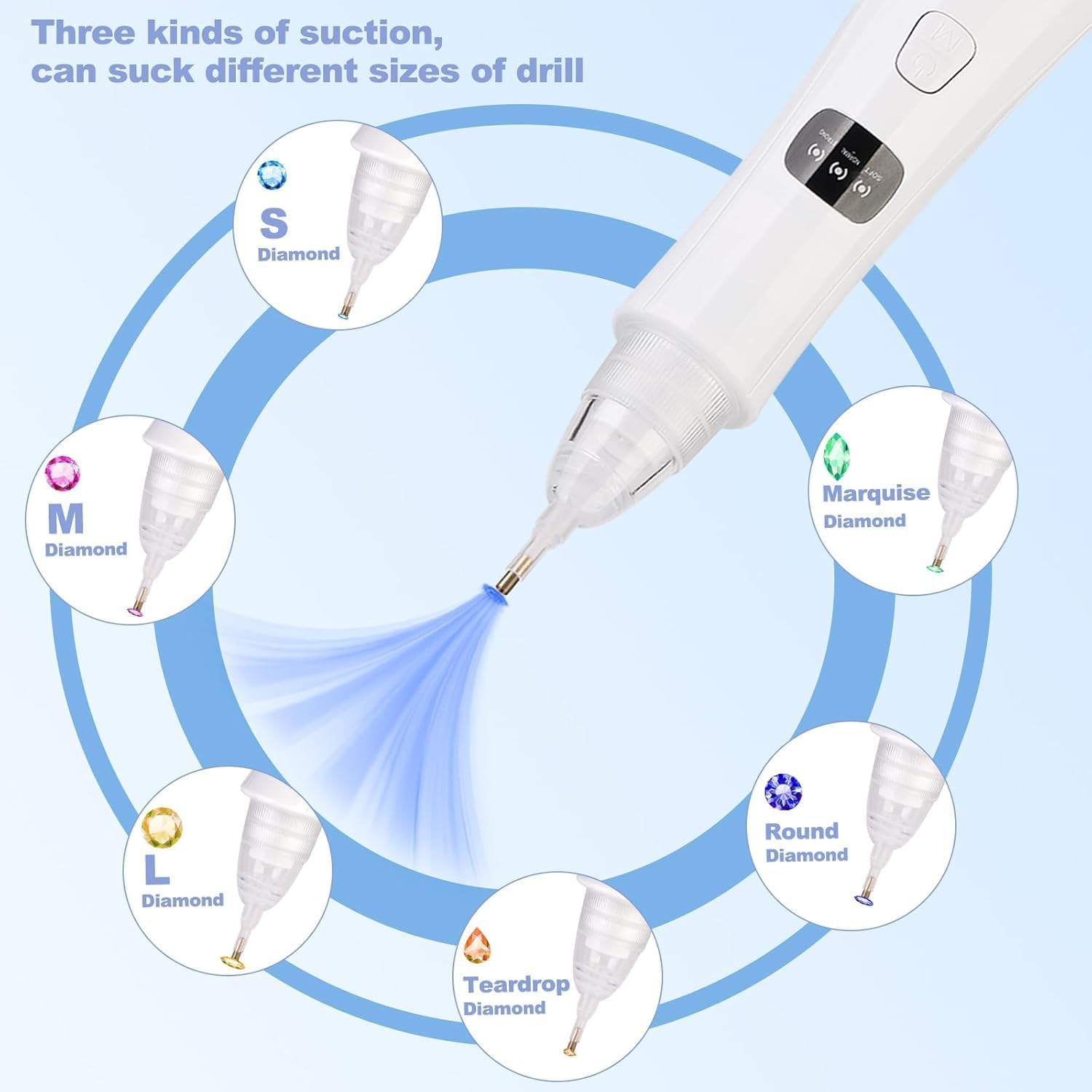 Electric Diamond Painting Pen with Vacuum Technology with 4 Replaceable Tips Rechargeable Art Painting Pen Perfect for 3D Drills, Portable and Durability, Diamond Art Lovers (White) image number 5