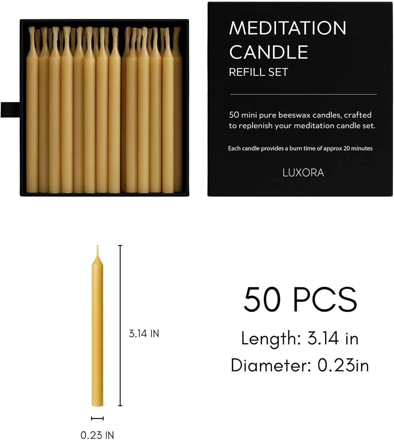 20 Minute Pure Beeswax Candles, Beeswax Meditation Candles, Refill Pack of 50 Mini Candles, Stress Releif Gifts for Women,Non Toxic Candle Made in Australia (Refill Pack 50Pcs) image number 3