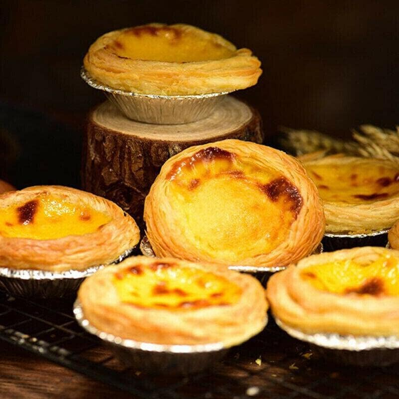 AIMALL 250X Aluminum Foil Cake Cups Baking Egg Tart Mould Circular Tins Pie Mold Plate image number 4