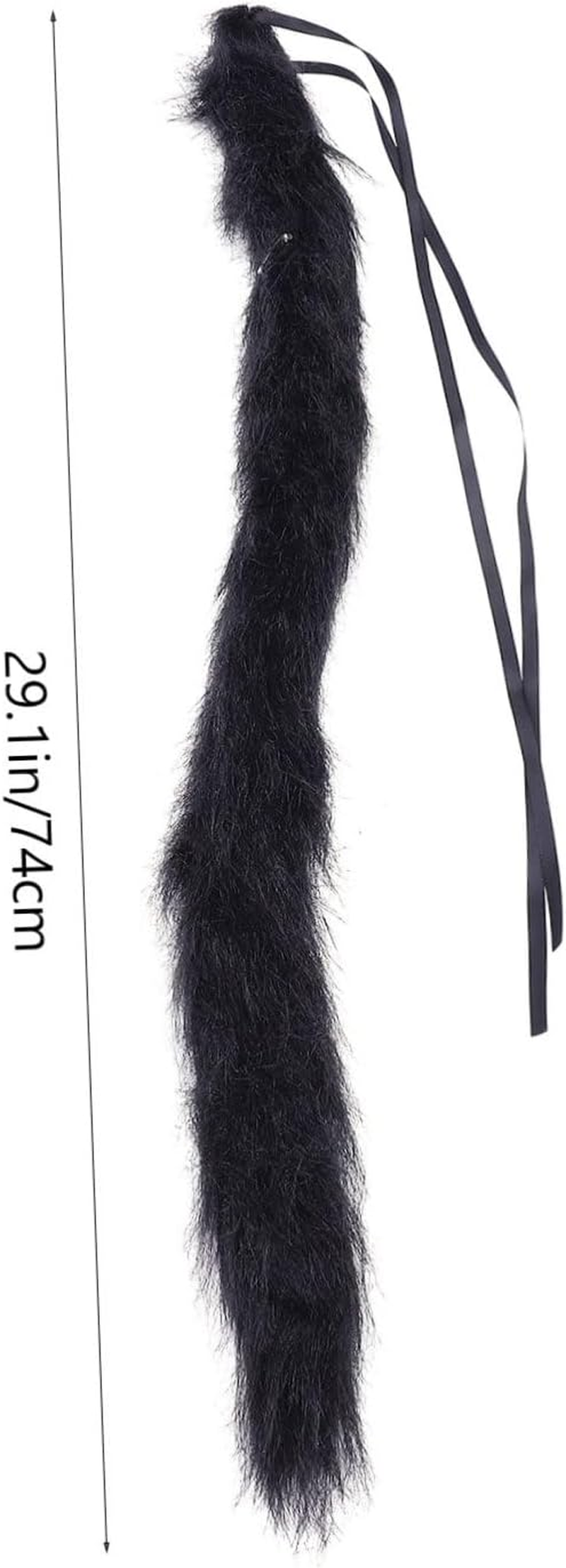 1Pc Faux Tail Dress up Kitten Accessories Black Outfits Girls Clothing Cosplay Cat Tail Halloween Cat Outfit Fox Cosplay Tail Cat Cosplay Decor Costume Party Prop Halloween Prop - Black image number 5