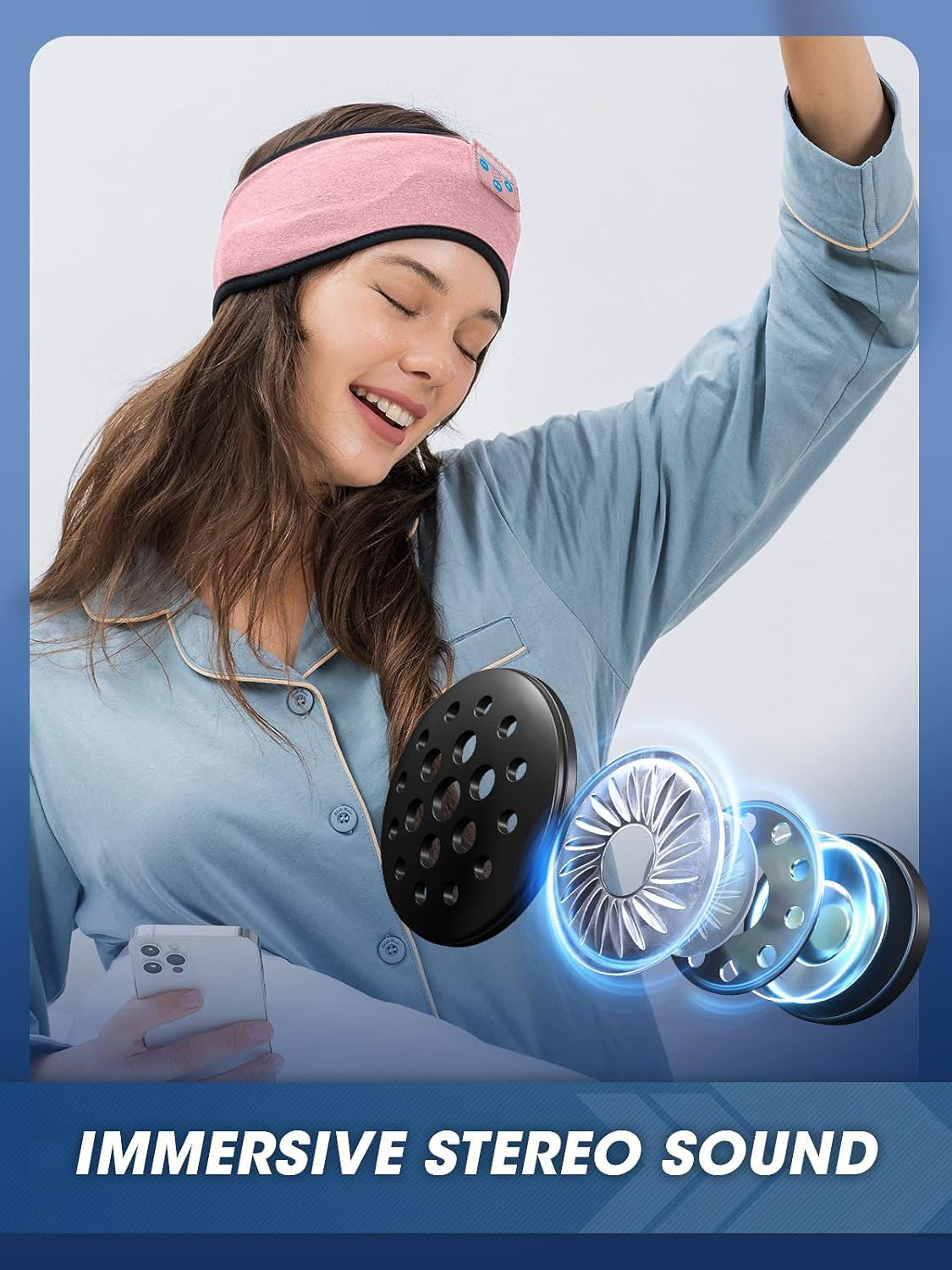 Sleep-Headphones-Wireless-Bluetooth-Headband - Comfy Sleeping Eye Mask Headphones Headset, Sport Headband Earbuds Electronics Tech Gadgets Christmas Birthday Gifts for Women Men Running image number 2