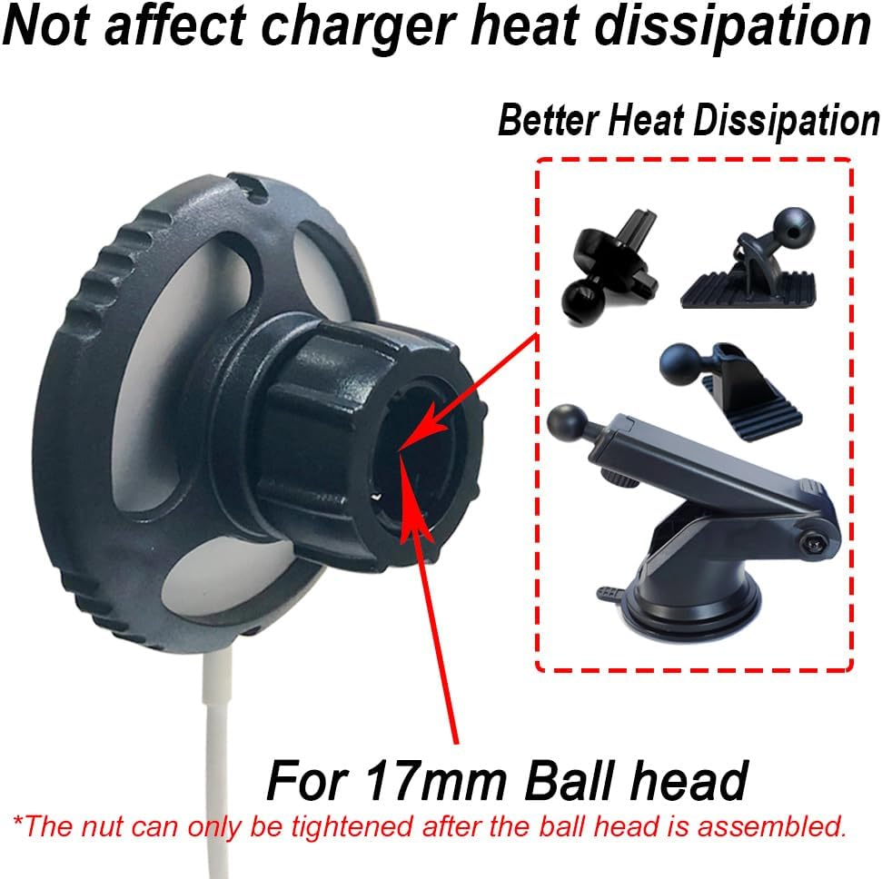 Car Phone Holder, Car Dashboard Adhesive Holder Is Compatible with Apple Mag Safe Mount 15W Wireless Charger Rear Clip, Ensures Good Heat Dissipation (Model a +Model B +Back Clip)