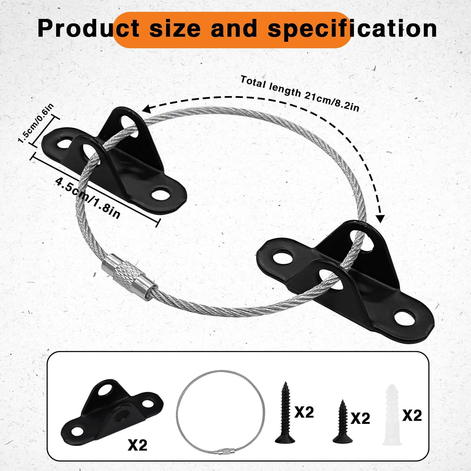 12 Pack Furniture Anchors, anti Tip Furniture Anchors with Furniture Wall Anchor, Furniture Straps Use to Prevent Falling and anti Tip, Wall Anchors for Furniture, Black. (Black) image number 6