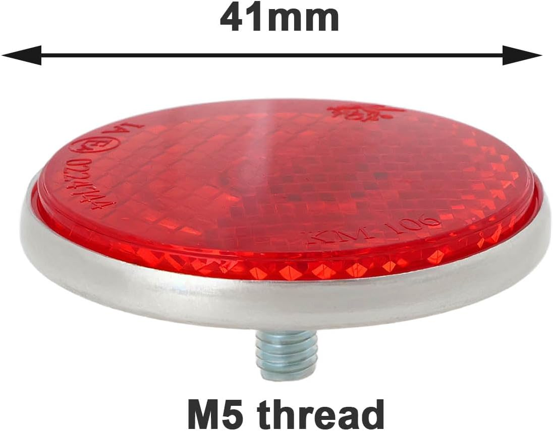 LT Easiyl 2PCS Electric Vehicle Red round Reflectors Diameter 41Mm M5 Thread with Center Mounting Hole Suitable for Motorcycles Vehicles Cycle Carriers Gateposts image number 1