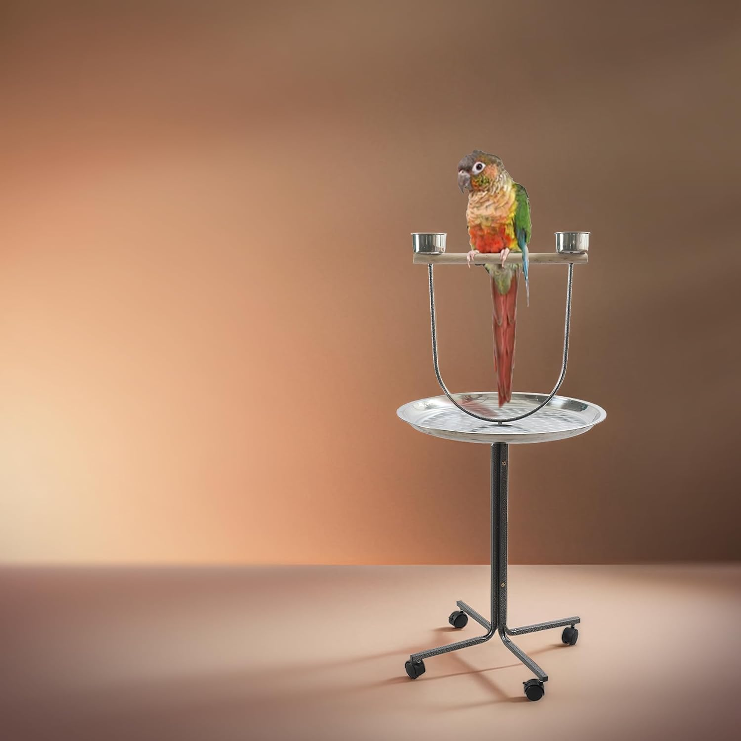 PETBRO Petbro Parrot Perch Play Stand Bird Activity Rolling Wheel Rest Wrought Iron image number 1