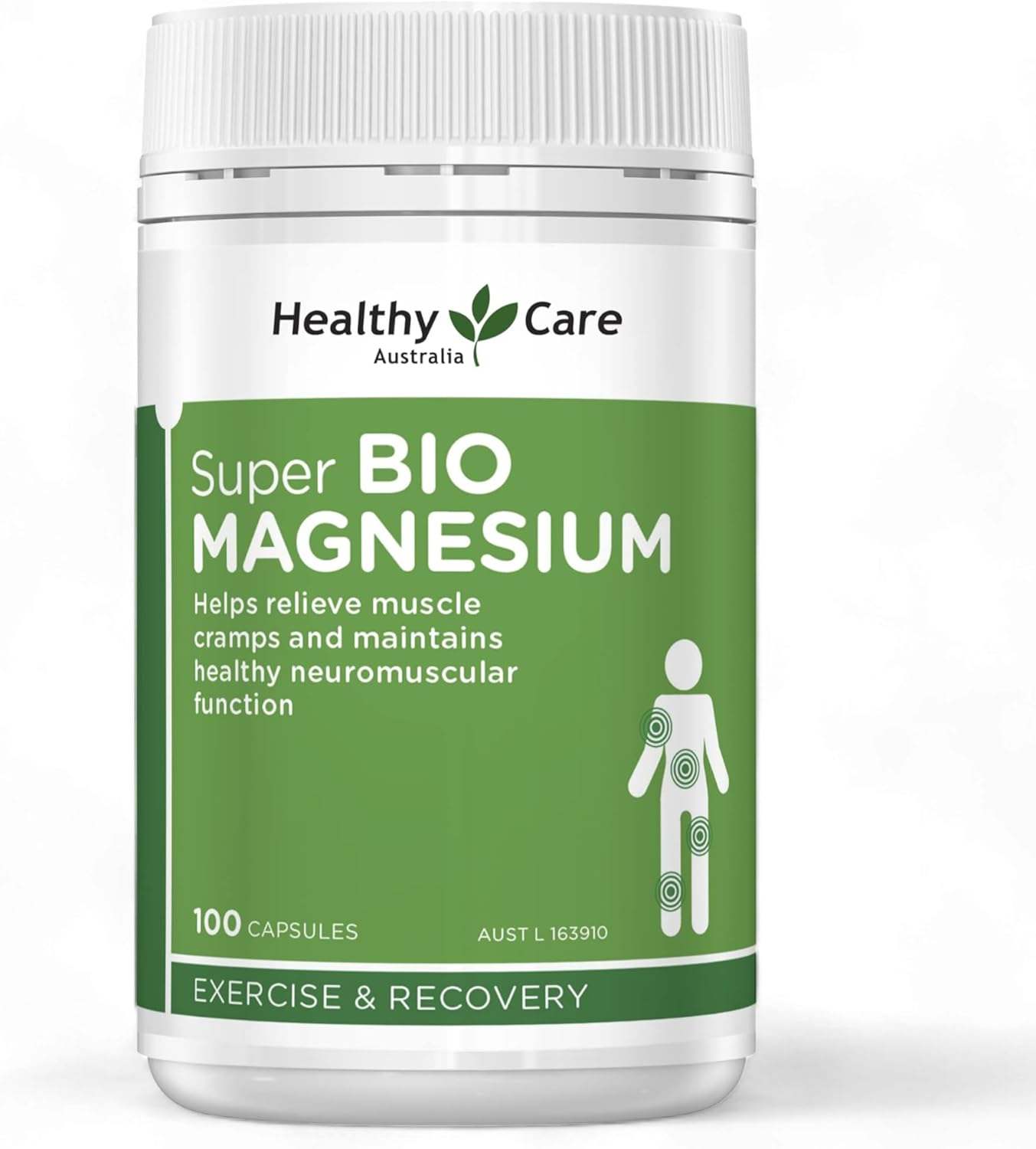 Healthy Care Super Bio Magnesium Capsules - Comprehensive Muscle and Neuromuscular Support - Premium Quality Dietary Supplement - 100 Capsules