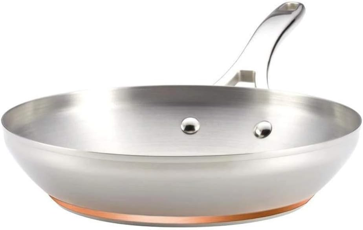 Anolon Nouvelle Copper Stainless Steel Induction Skillet Twin Pack - Copper Core Frypan Set for Fast and Even Heating with Durable Stainless Steel Construction - 20 Cm and 24 Cm Size image number 2
