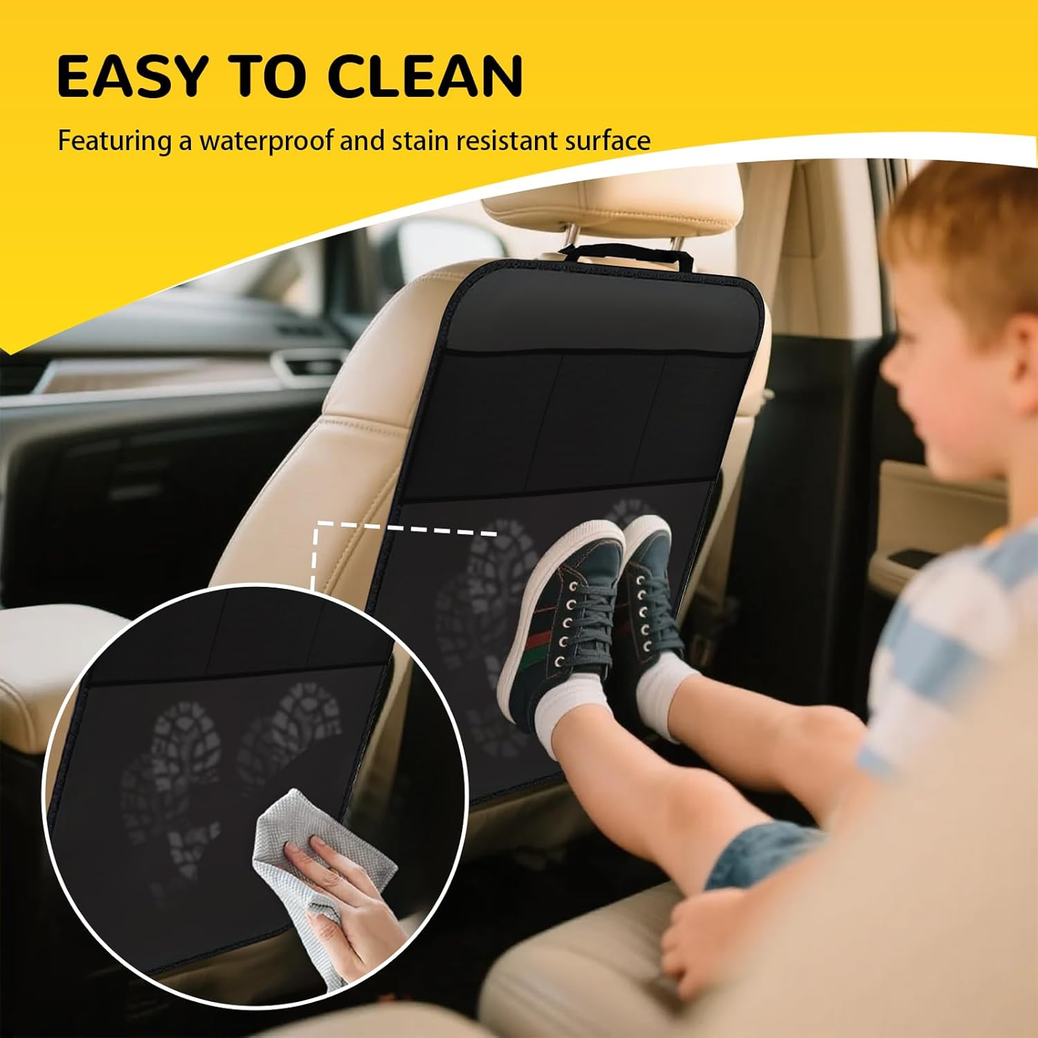 Back Car Seat Organiser for Kids - 2 Pack Car Backseat Organizer with Kick Mats Backseat Protectors X-Large 60X45Cm, Storage Protector for Kids, Pets Travel image number 1