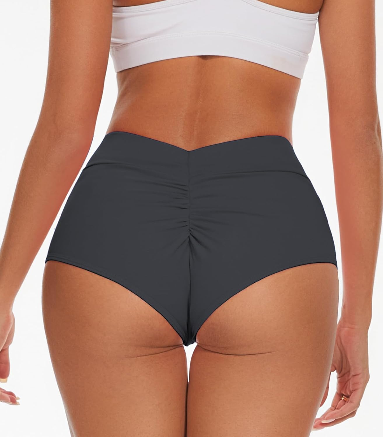 Women'S High Waist Yoga Booty Shorts V Back Scrunch Gym Workout Spandex Dance Hot Pants Butt Lifting Rave Bottoms image number 6