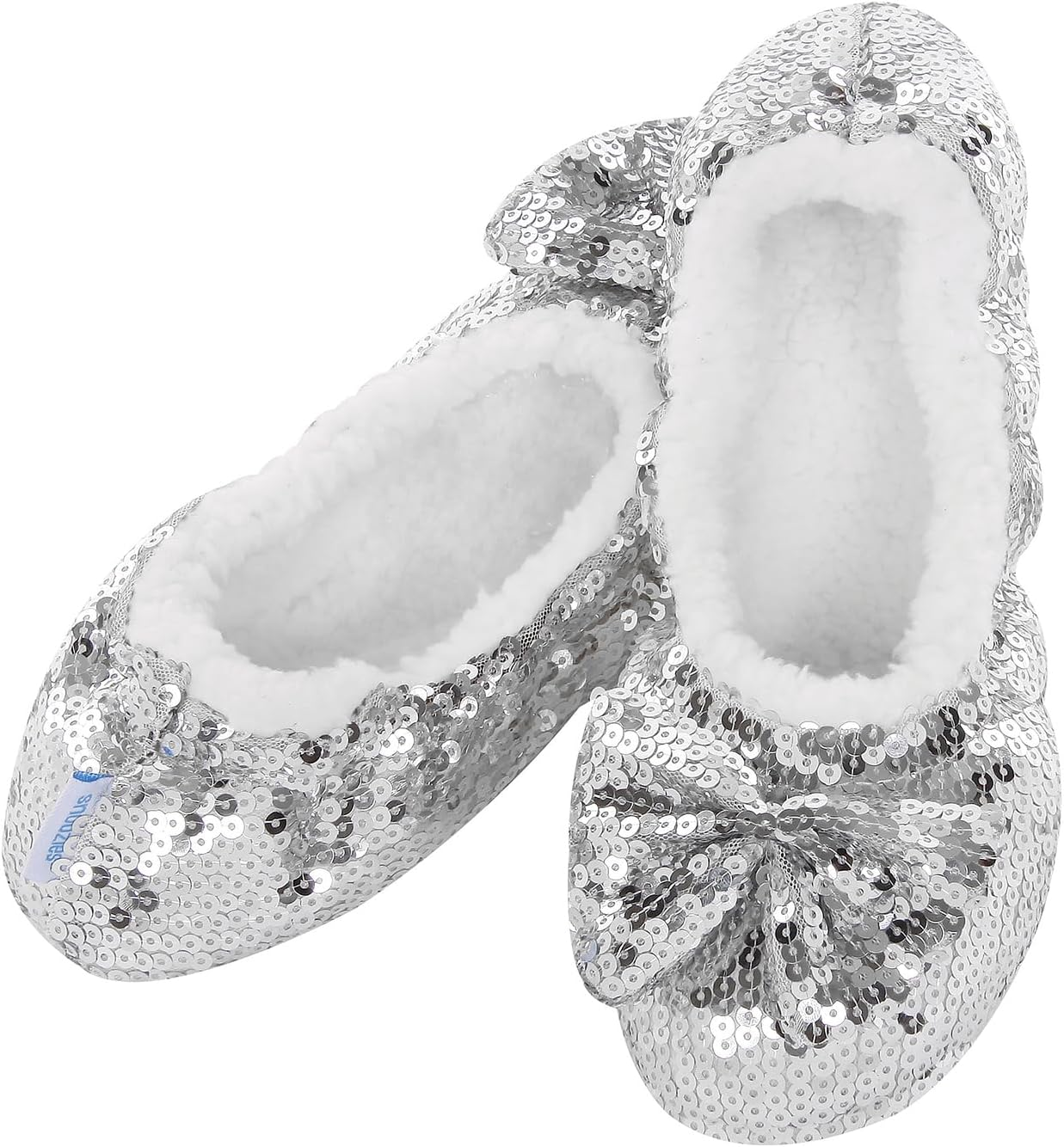 Snoozies Womens Bling Soft Soled Slippers with Gel Grip. Warm Sherpa Fleece Lining. (UK 3-4 image number 4
