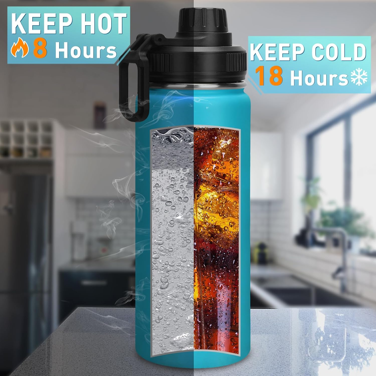 Milifox Insulated Water Bottle Stainless Steel Water Bottle with Double Wall Vacuum Wide Mouth Leakproof BPA Free Keeps Cold and Hot 500ML image number 4