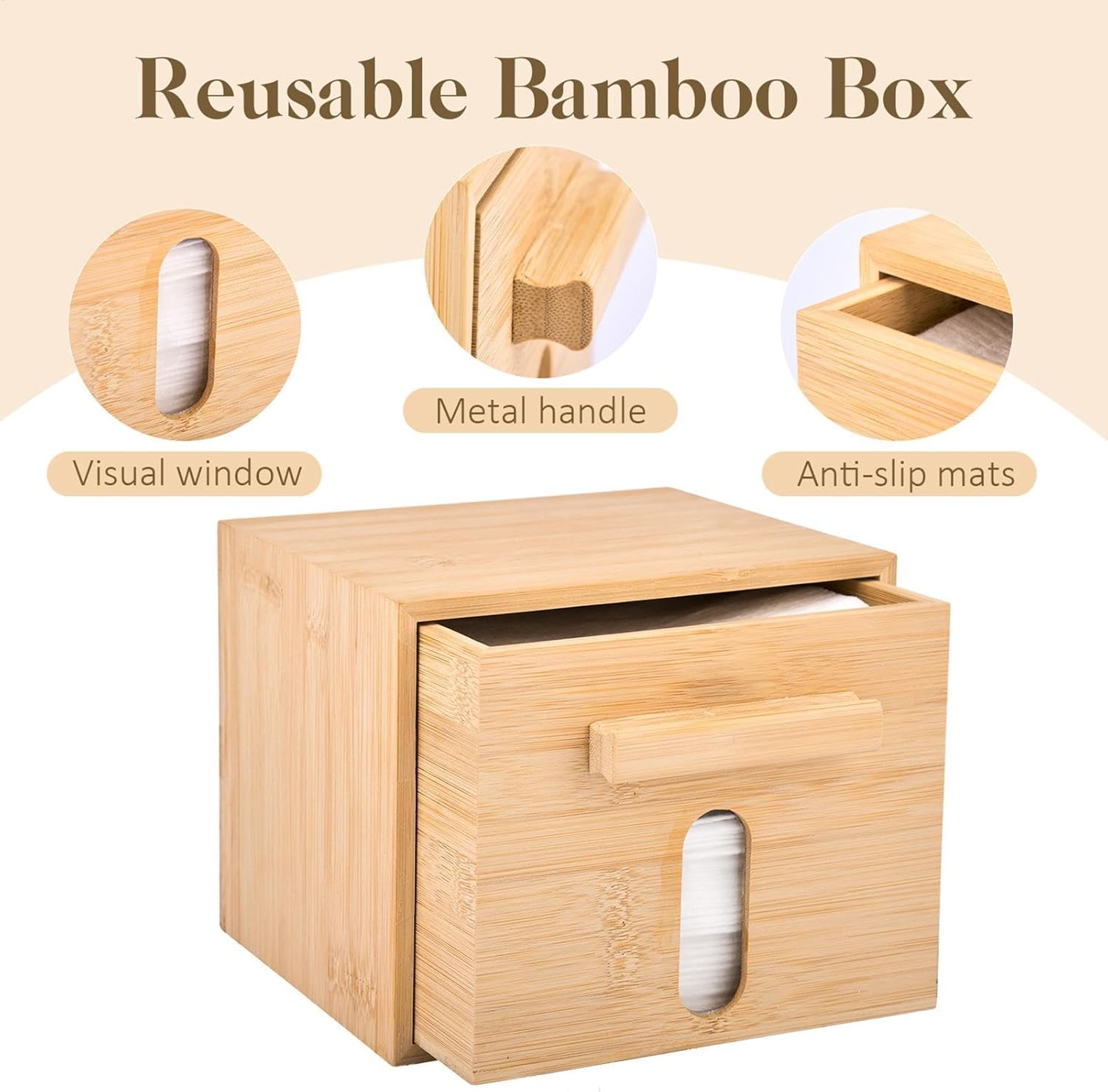 Face Towel Box, Clean Towel Holder, Makeup Remover Wipes Container 7.48X6.3In, Stylish and Functional Container, Cosmetics Organizer for Bathroom, Living Room image number 1