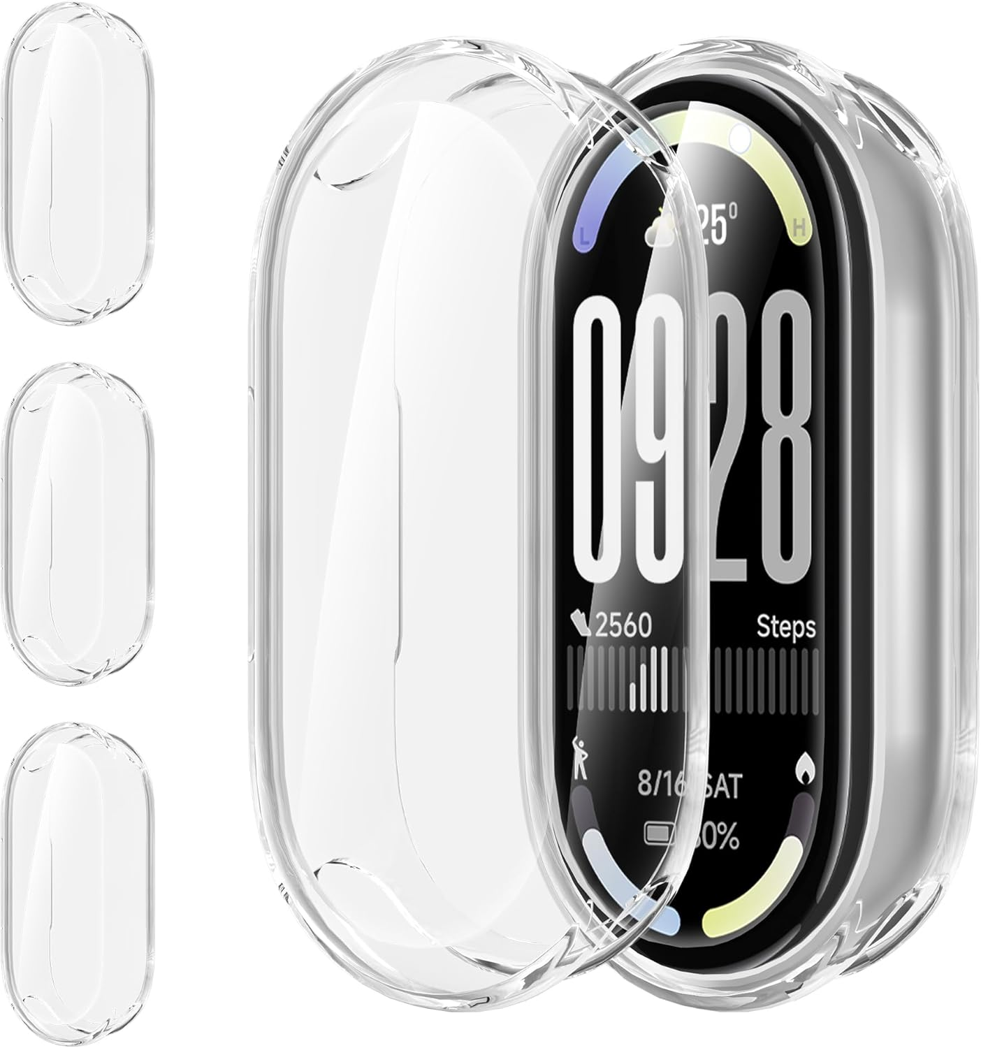 Diruite Pack of 3 Case for Xiaomi Smart Band 10, Protective Case, Soft TPU, Shockproof Screen Protector Case, Transparent, Transparent image number 2