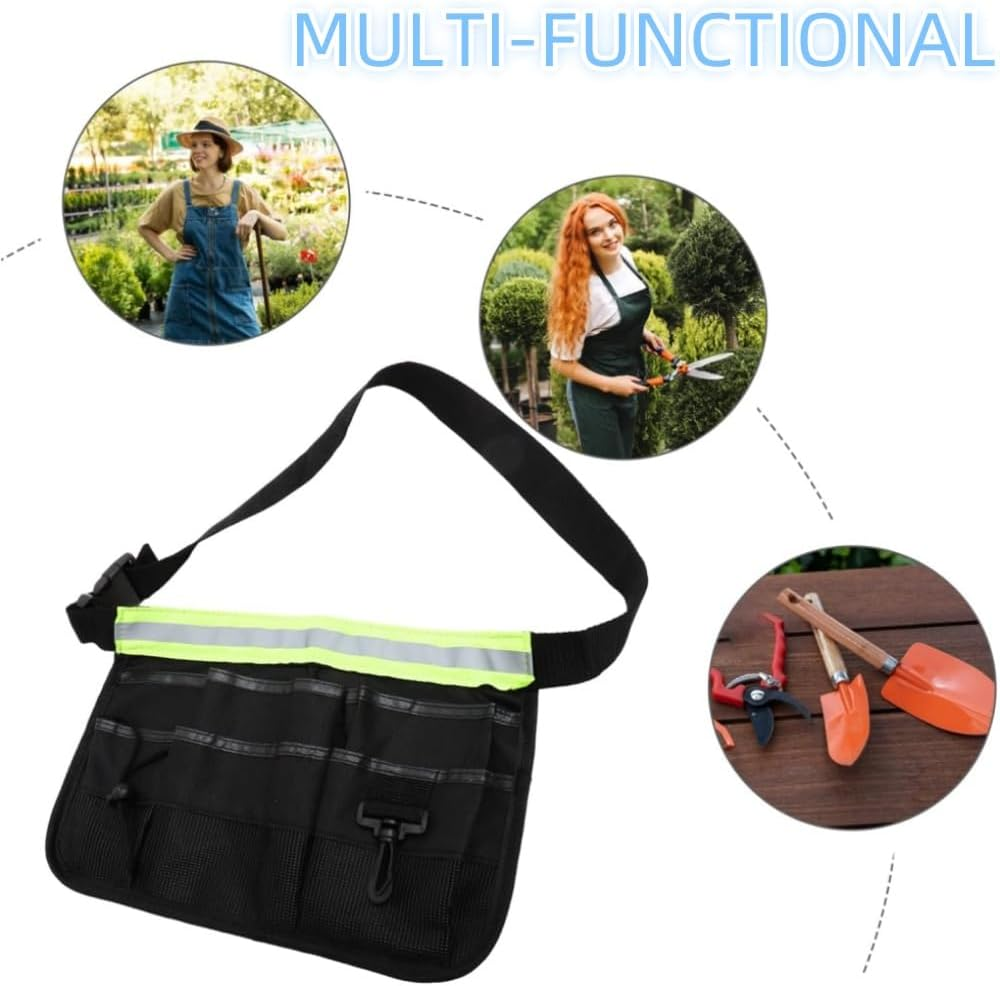 DACUAN Gardening Tool Belt, Garden Tool Pouch, Adjustable Waist Belt, Gardening Belt with Multiple Pockets, Utility Belt for Plumbing, Florists, Woodwork (Black)