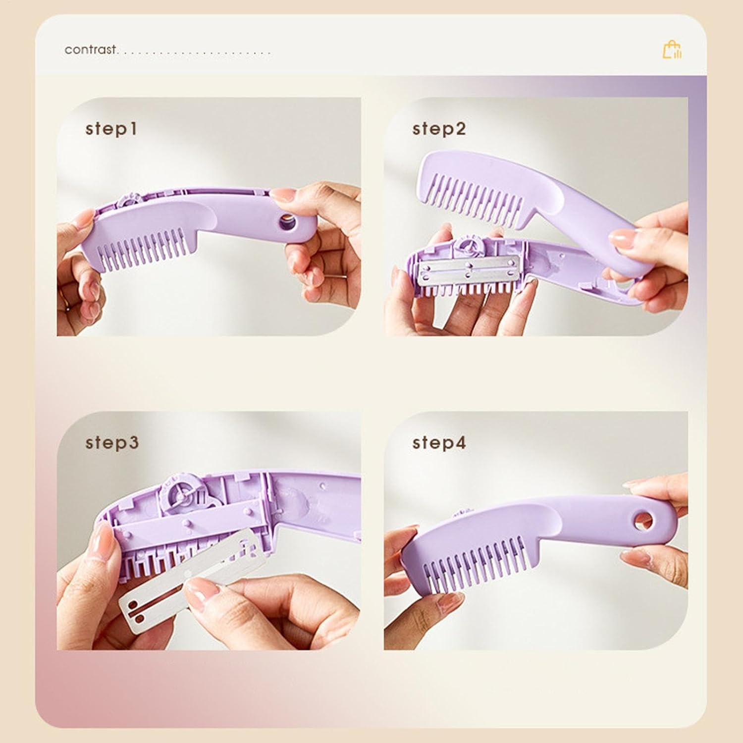 Tuxuseo Hair Thinning Comb, Hair Cutting Comb, Multifunctional Texturising Hair Cutting Thinning Comb, Pony Trimmer, Portable Women Styling Accessories for Smooth Look for Families image number 2