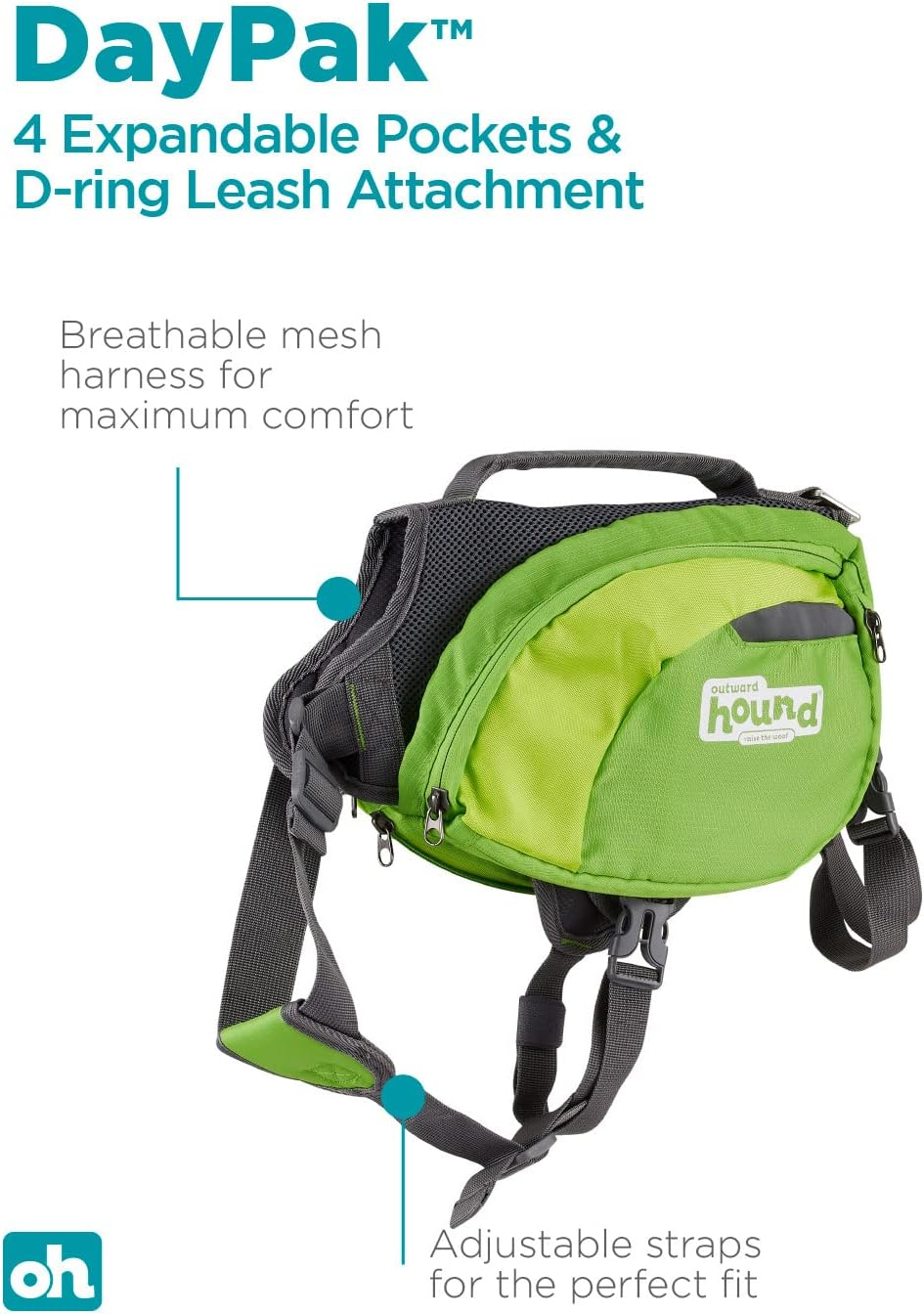 Outward Hound Daypak Green Dog Saddleback Backpack, Large image number 3