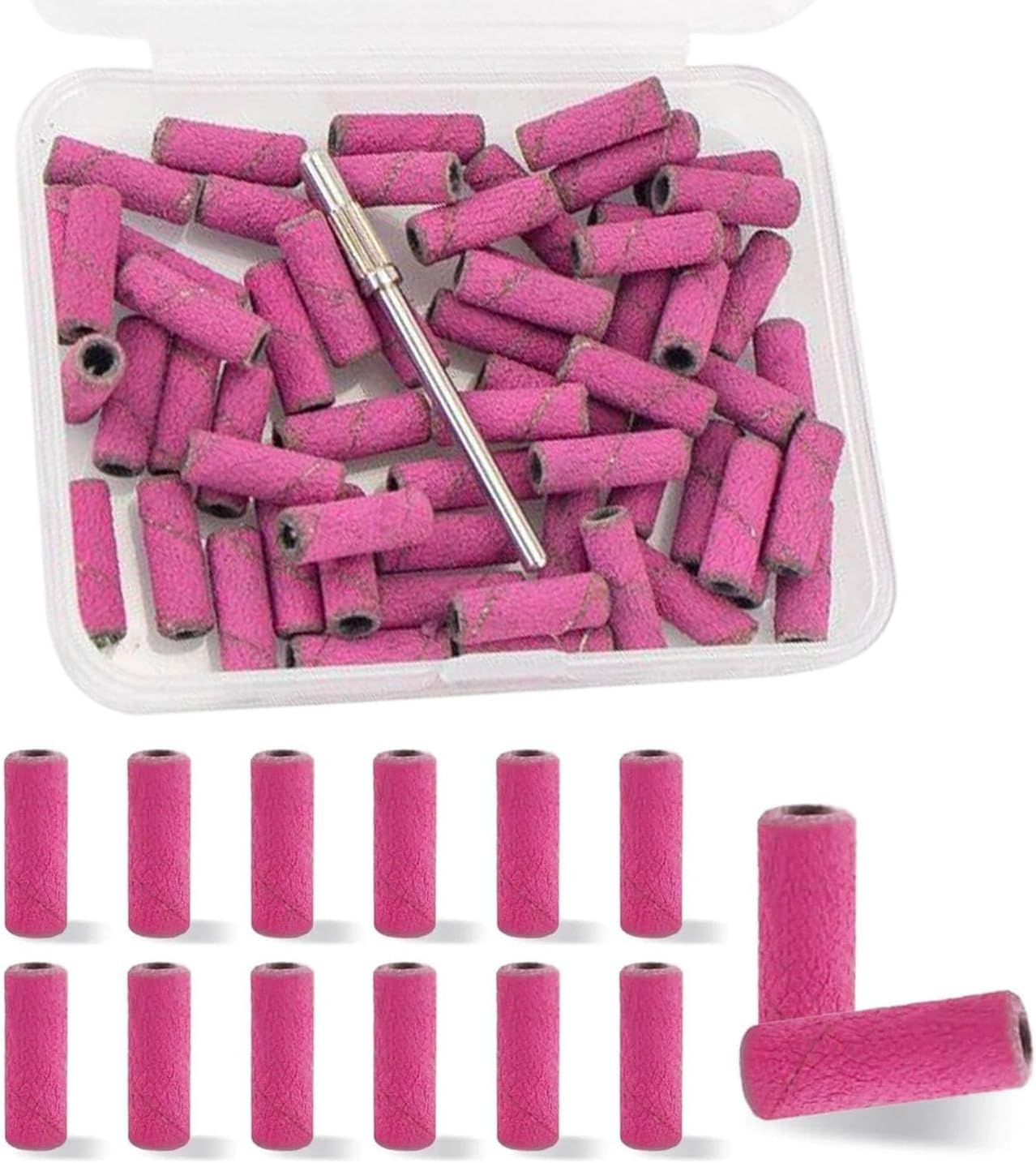 Mini Sanding Bands 240 Grit Extremely Fine, 100 Pcs Nail Drill Bits Sanding Bands with Mandrel, Small Sanding Bands for Nail Drill Manicure Pedicure Tools, Geiwogwc