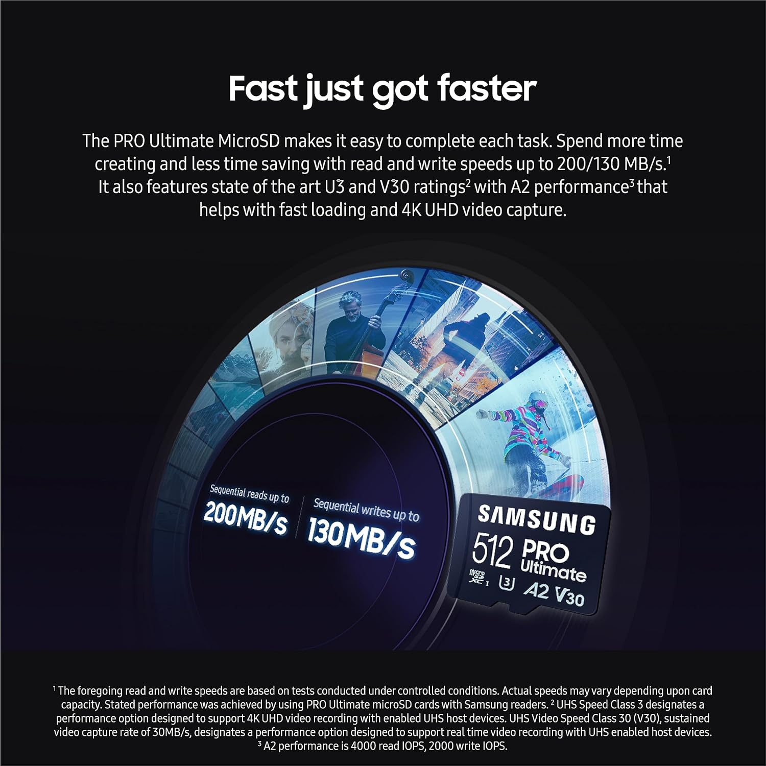 Samsung PRO Ultimate Microsd Memory Card + Adapter, 512GB Microsdxc, up to 200 Mb/S, 4K UHD, UHS-I, Class 10, U3,V30, A2 for Gopro Action Cam, DJI Drone, Gaming, Phones, Tablets, MB-MY512SA/AM image number 1