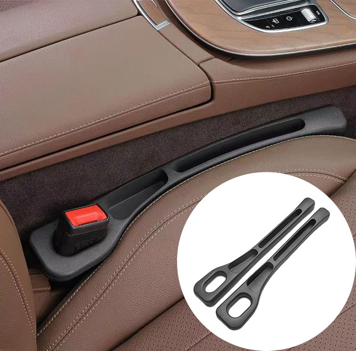 TCOTBE 2PCS Universal Car Seat Gap Organiser ，Multifunctional Seat Side Gap Filler Upgraded Storage Box, Car Accessories for Keys, Phones, Wallets &ndash; Neat Organizer (Black-2Pcs) image number 2