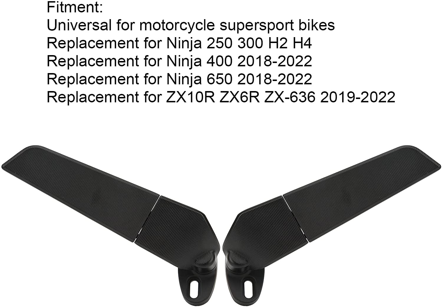 Modified Motorcycle Rearview Mirror Wind Wing, 2Pcs Adjustable Rotating Side Mirrors with Multi Angle, ATV Motorcycle Rearview Mirror Replacement for 250 300 H2 H4 400 650 ZX10R ZX6R ZX-636