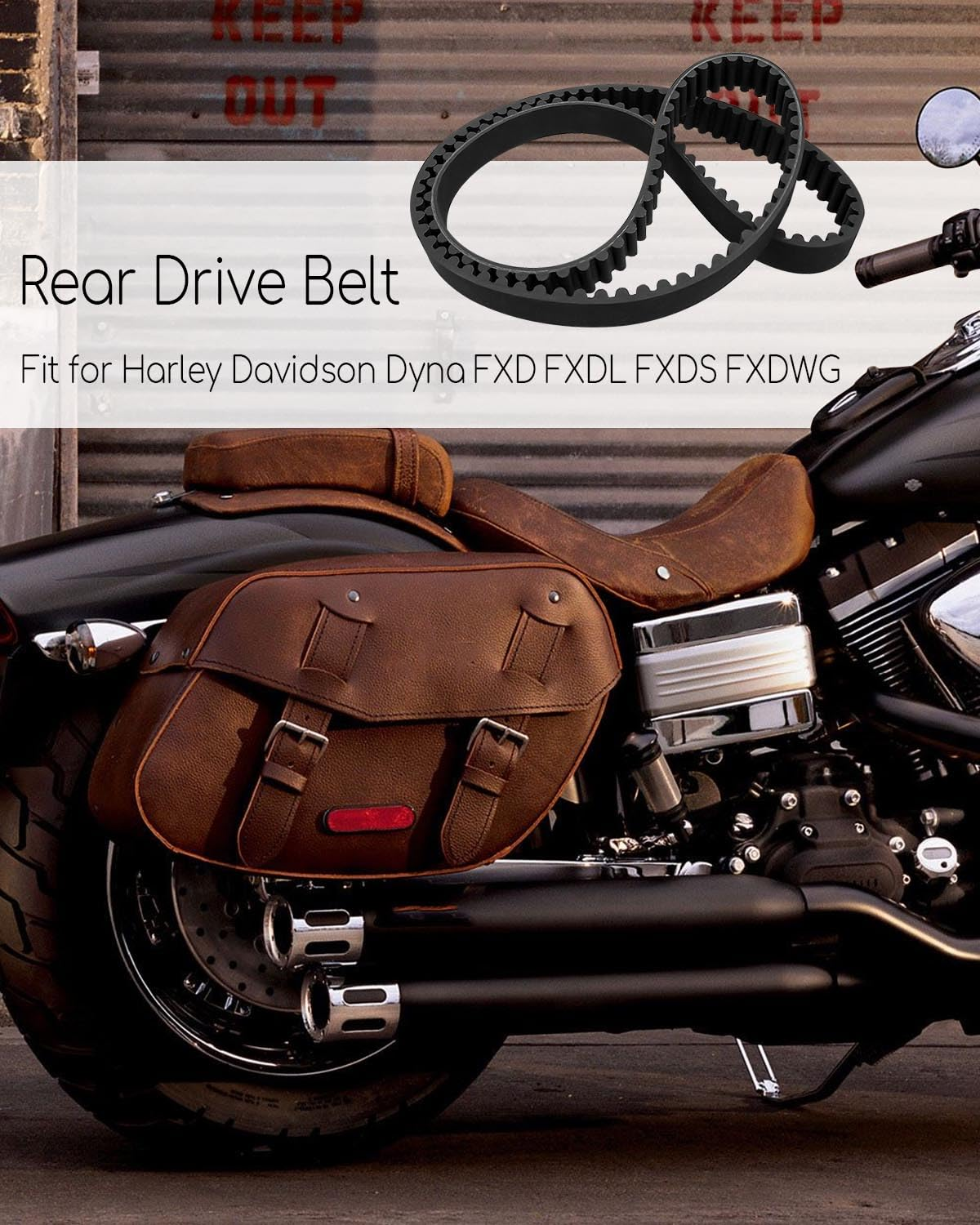 133T 1-1/2" Rear Drive Belt Replace 40015-90 1204-0050 Fit for Harley Davidson FXD FXDL FXDS FXDWG Dyna Super Glide Low Rider Wide Glide Convertible 1991-1999 image number 3