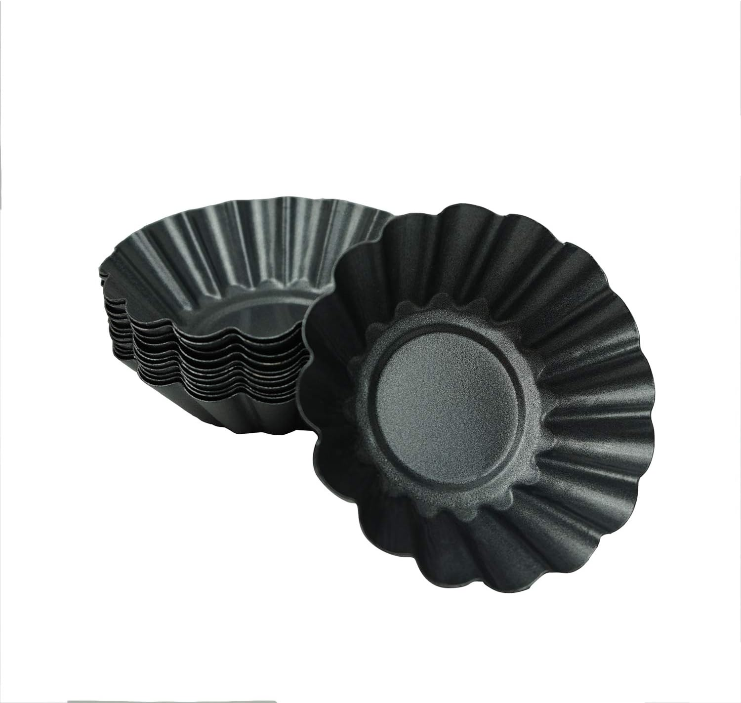 12 Pack Egg Tart Pan, Non-Stick Carbon Steel Tartlet Tins, Mini Pie Mould, Muffin Cupcake Pudding Baking Cup Maker - for Pies, Chinese Egg Tart, Cakes (Big Size 3"X 0.9") image number 3