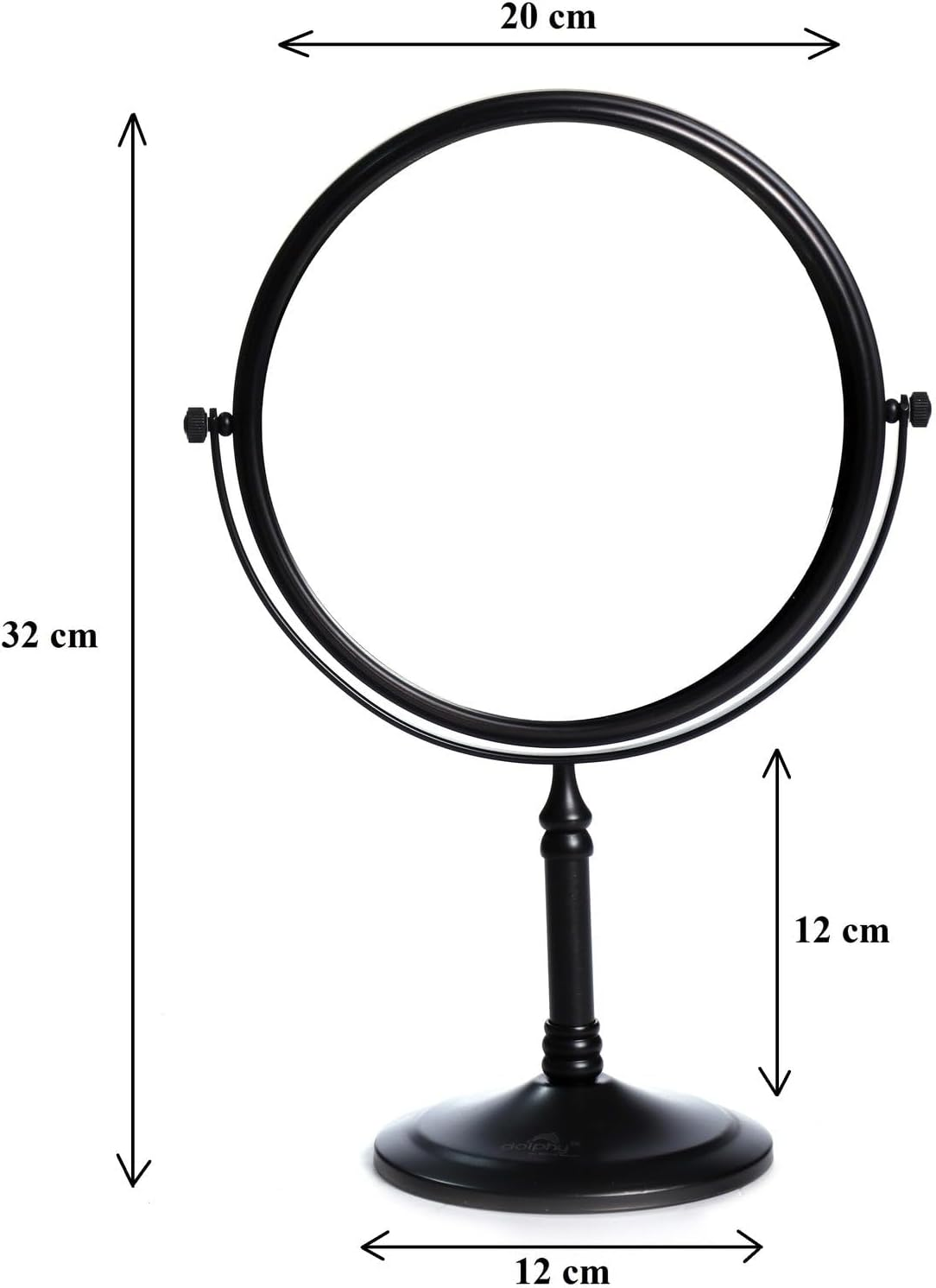 Dolphy 8-Inch Tabletop Makeup Mirror &ndash; Black, 5X Magnifying Mirror with Dual-Sided Swivel Design, Sleek & Modern Look for Home Vanity, Salon, Spa & Travel Use image number 3