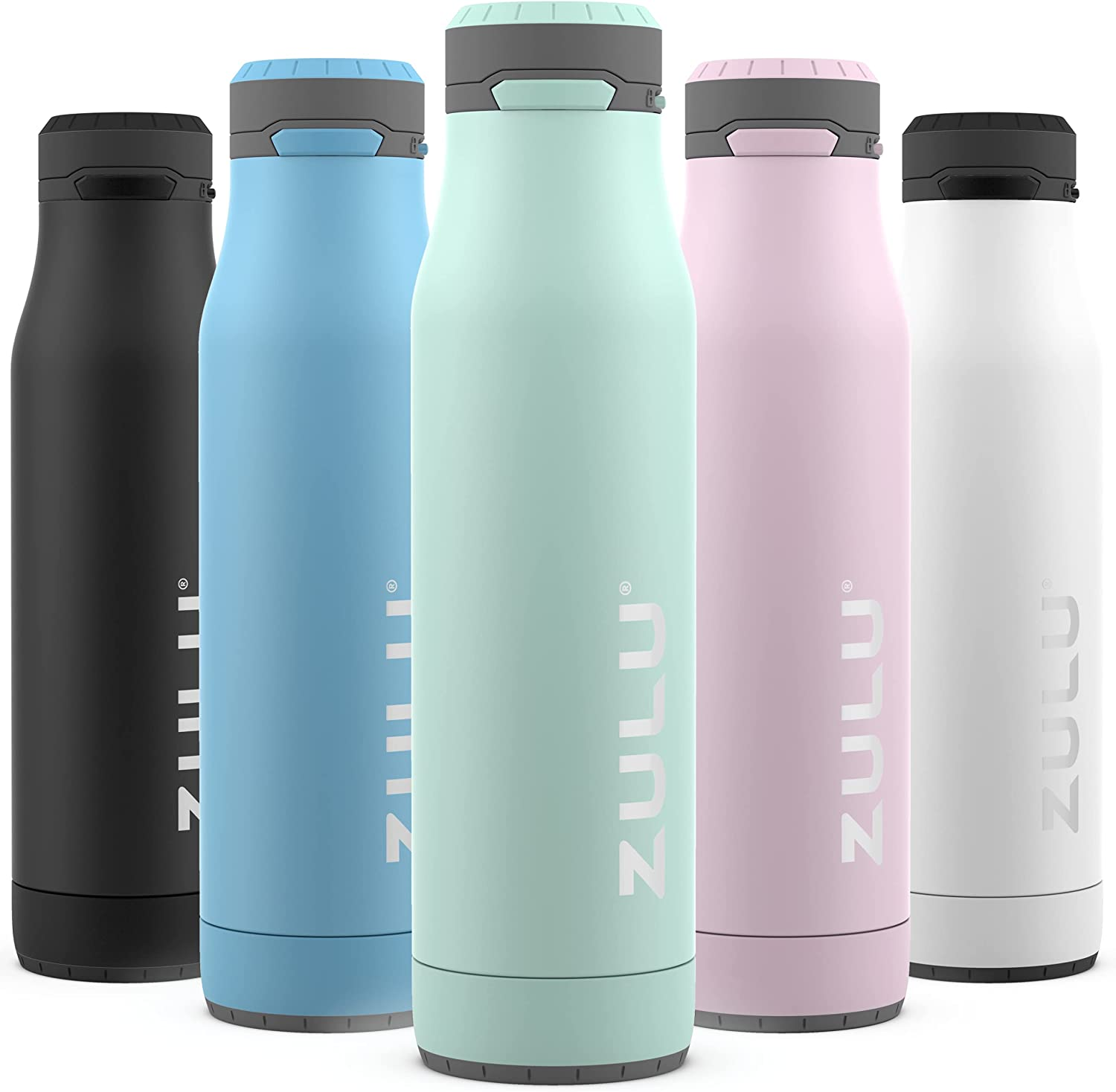 ZULU Ace Vacuum Insulated Stainless Steel Water Bottle with Leak-Proof Locking Lid and Removable Base, 24Oz Bottle