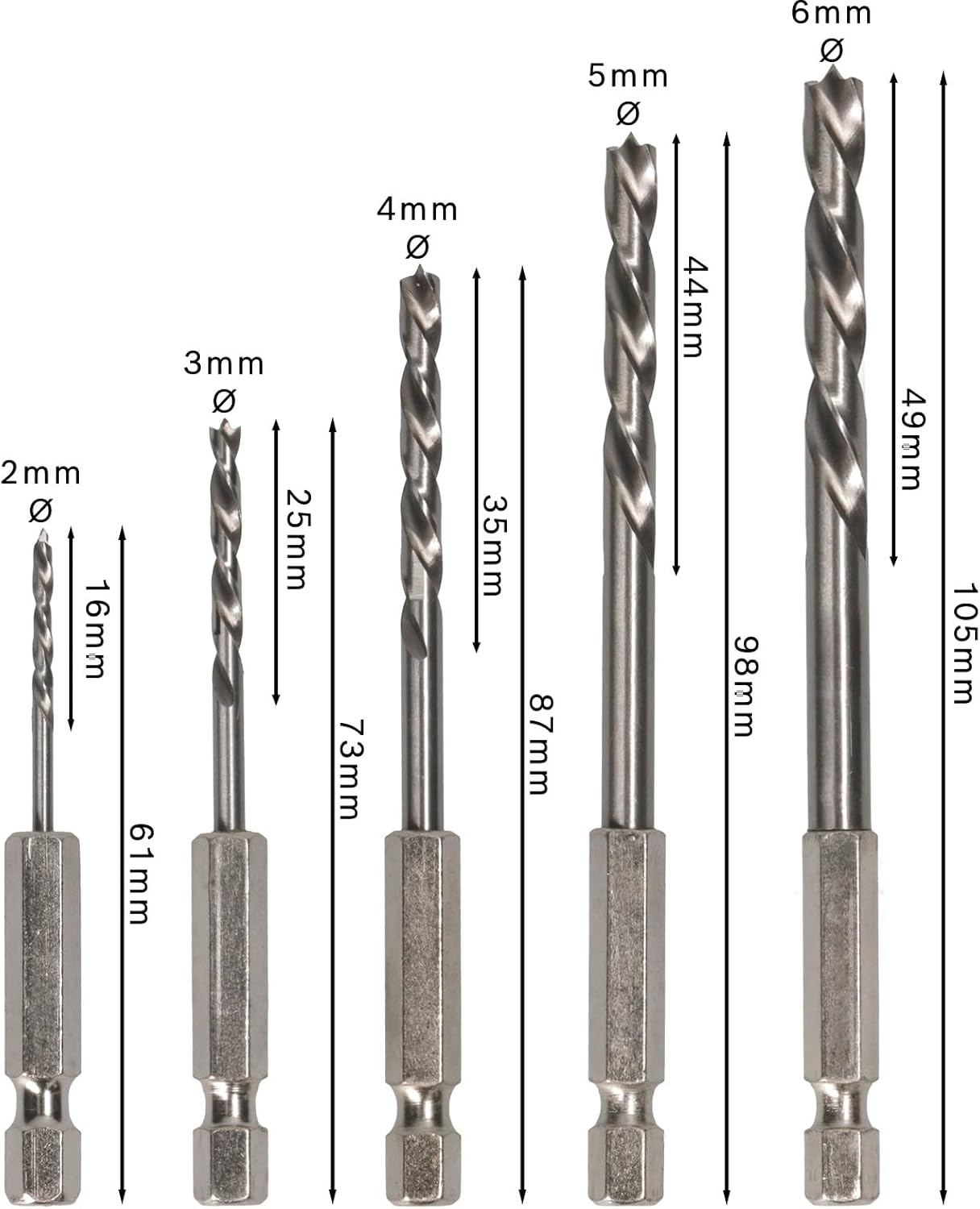 Bosch 5X PRO Wood HSS Brad Point Drill Bit Set (For Softwood, Hardwood, &Oslash; 2,0, 3,0, 4,0, 5,0, 6,0 Mm, Professional Accessory Rotary Drill/Drivers) image number 4