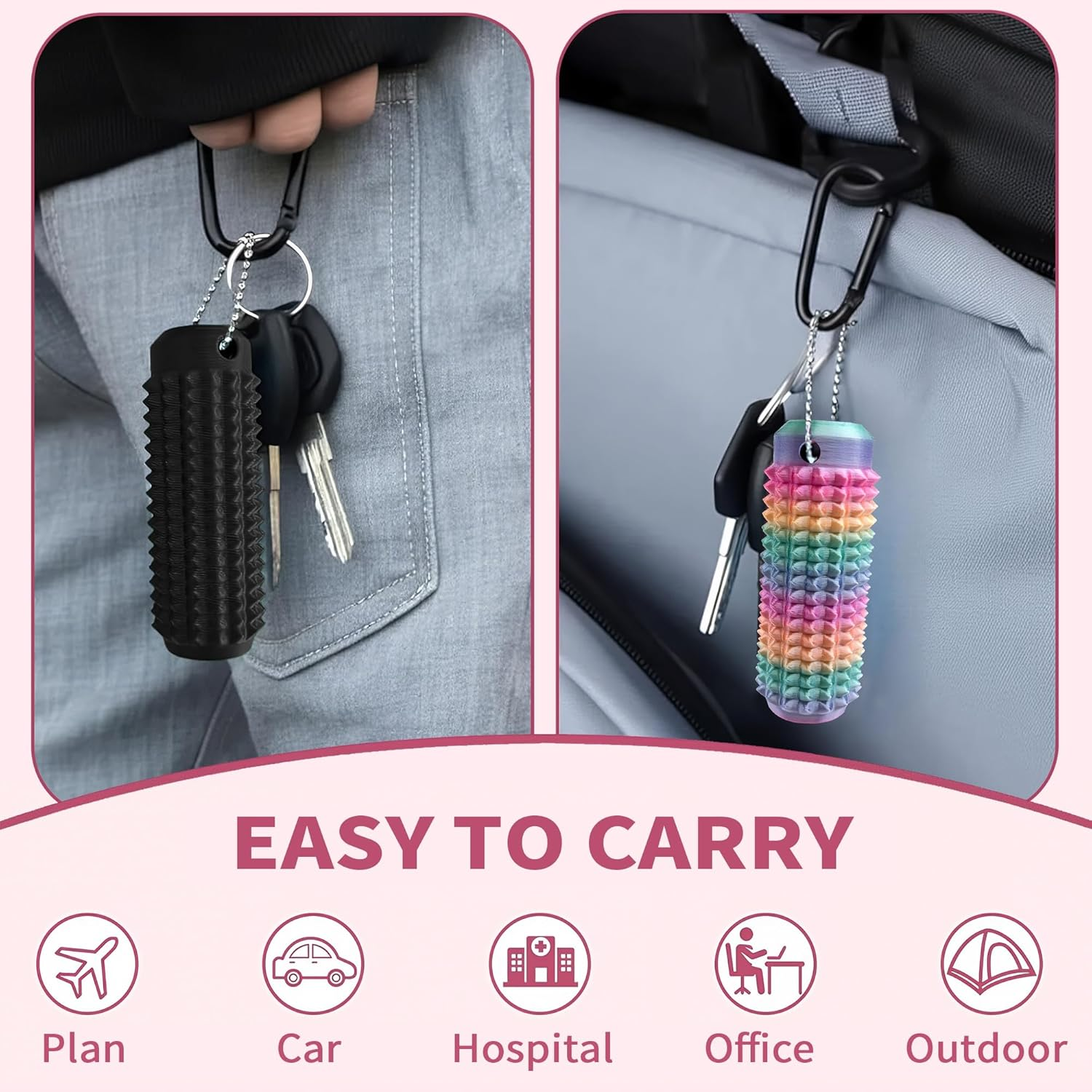 2 Pcs Little Ouchies Pain Fidget Toy, Pocket Quite Fidget Toys for Adults & Teens, 3D Printed Keychain Sensory Toy for Stress Anxiety Relief & Focus,Spiky Grippie Stim Keychain Toy Office Workers Gift image number 3