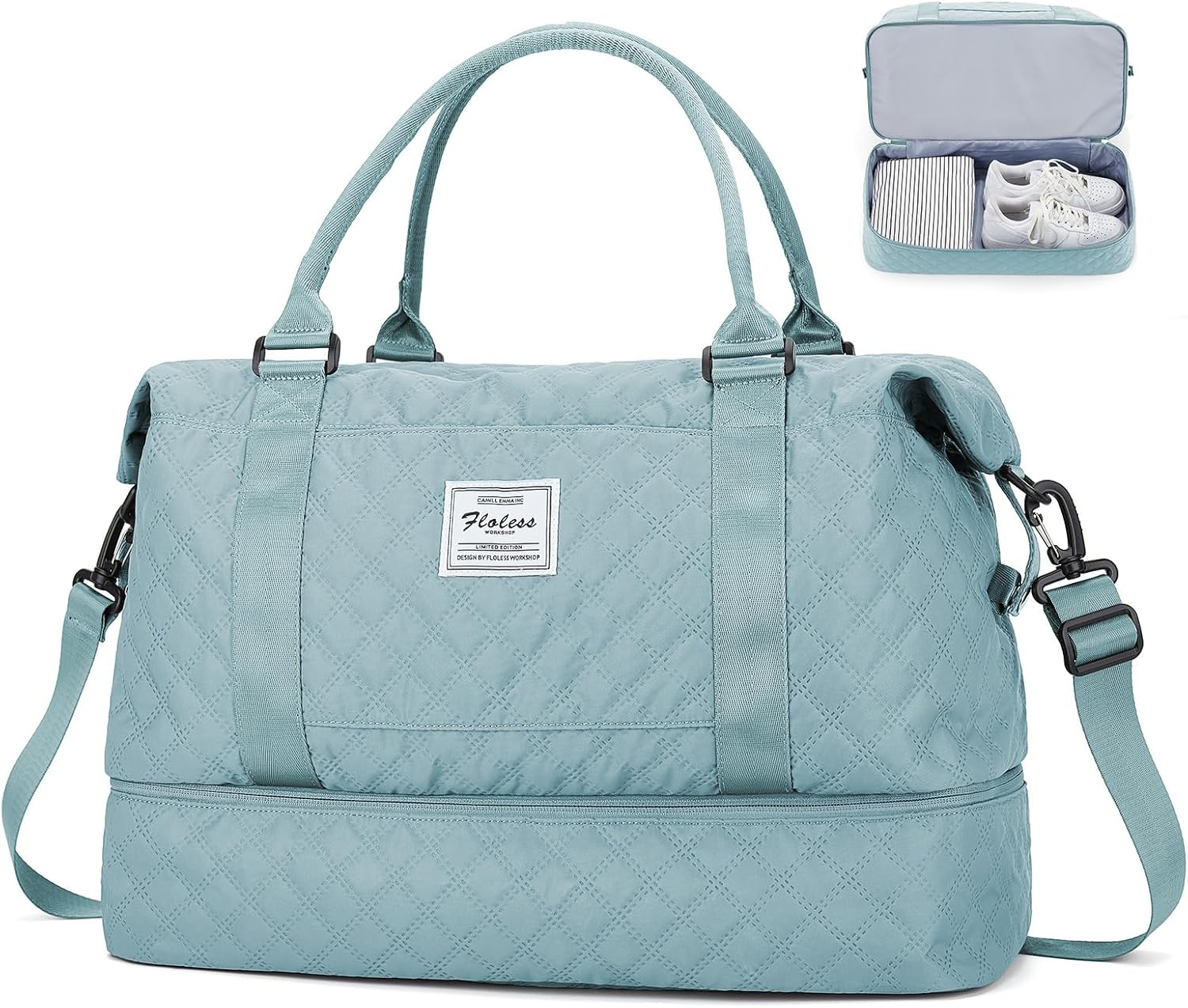 Travel Weekender Bag for Women, Carry on Overnight Bag with Shoes Compartment & Trolley Sleeve,Personal Item Bag image number 4