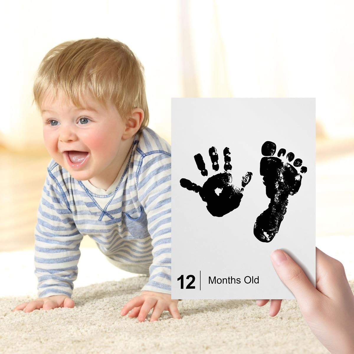 Baby Inkless Milestone Cards Photo Album&ndash;Clear Pages, Linen Cover with Front Window, Small Brag Book Photo Album for Kids, Portable Baby Photo Albums, Newborn Baby Keepsake Gifts image number 6