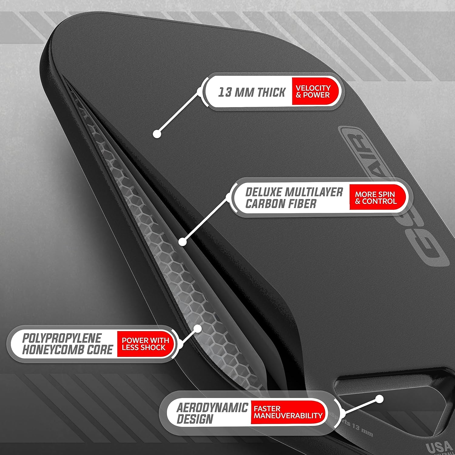 Gosports USAPA Approved Carbon Fiber Pickleball Paddle - GS AIR or GS PRO image number 4